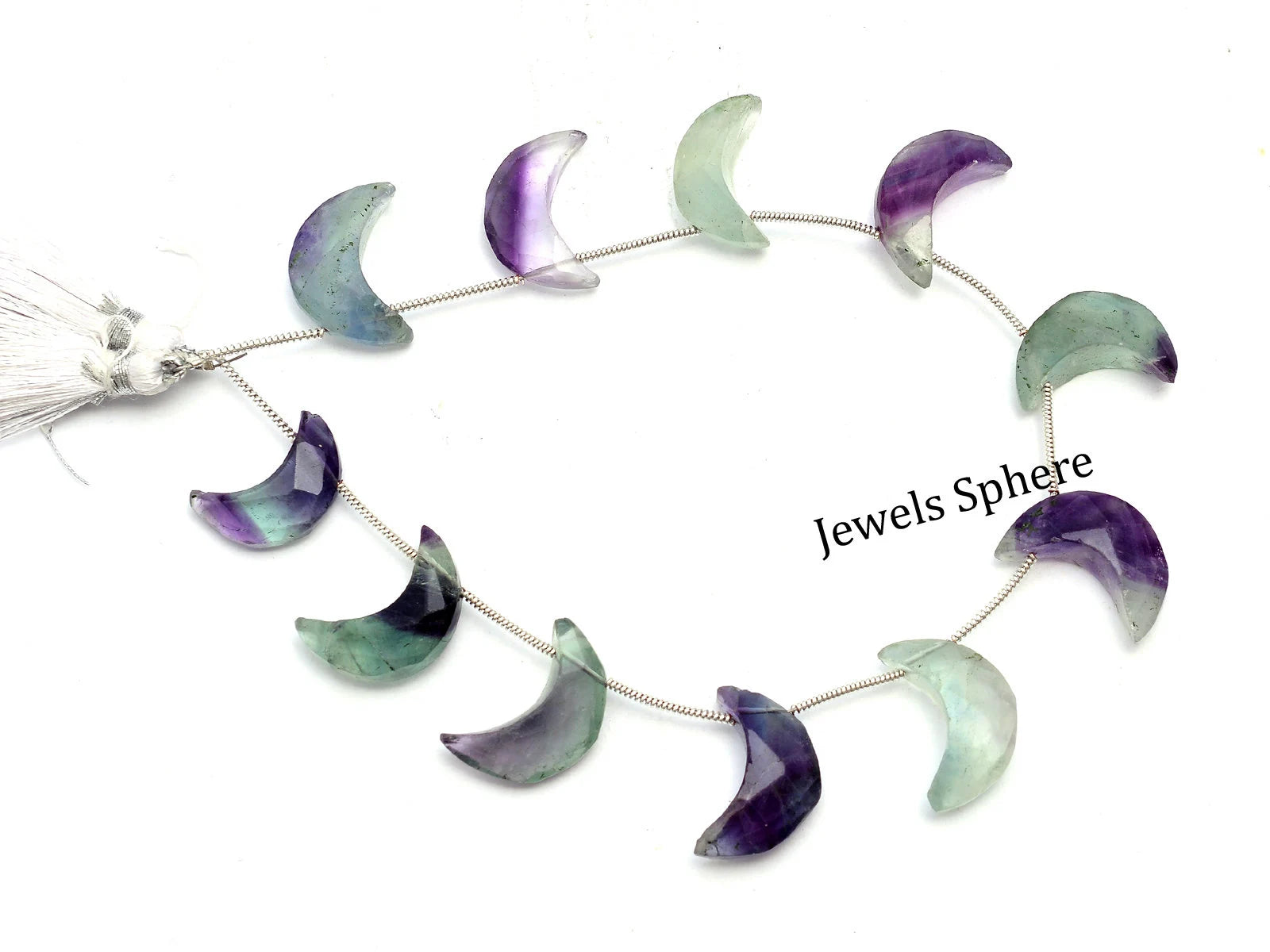 Bi Color Fluorite Faceted Crescent Moon Fancy Shape, 17 mm To 19 mm, SKU742