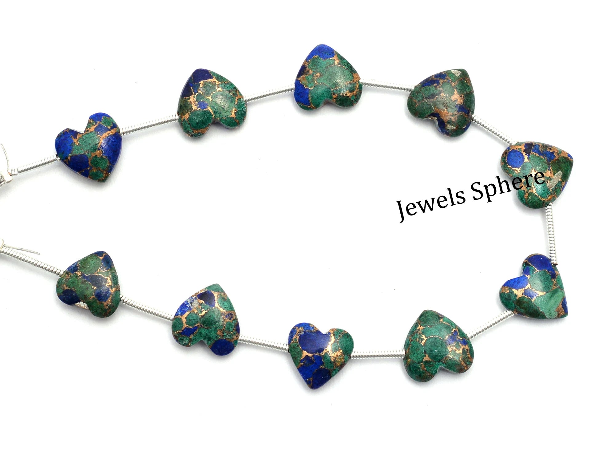Lapis Lazuli Copper Turquoise Heart Shape Beads, 9 mm To 12 mm, SKU913