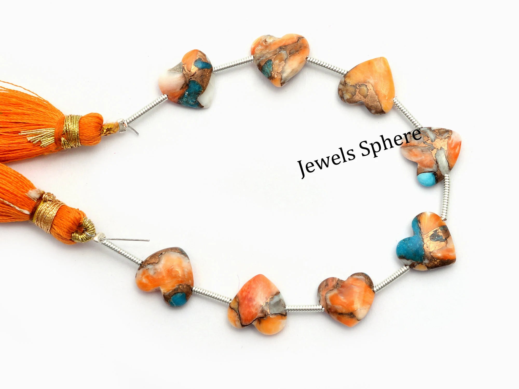 Copper Turquoise Multi Color Smooth Heart Shape Beads, 9x9 mm, SKU915