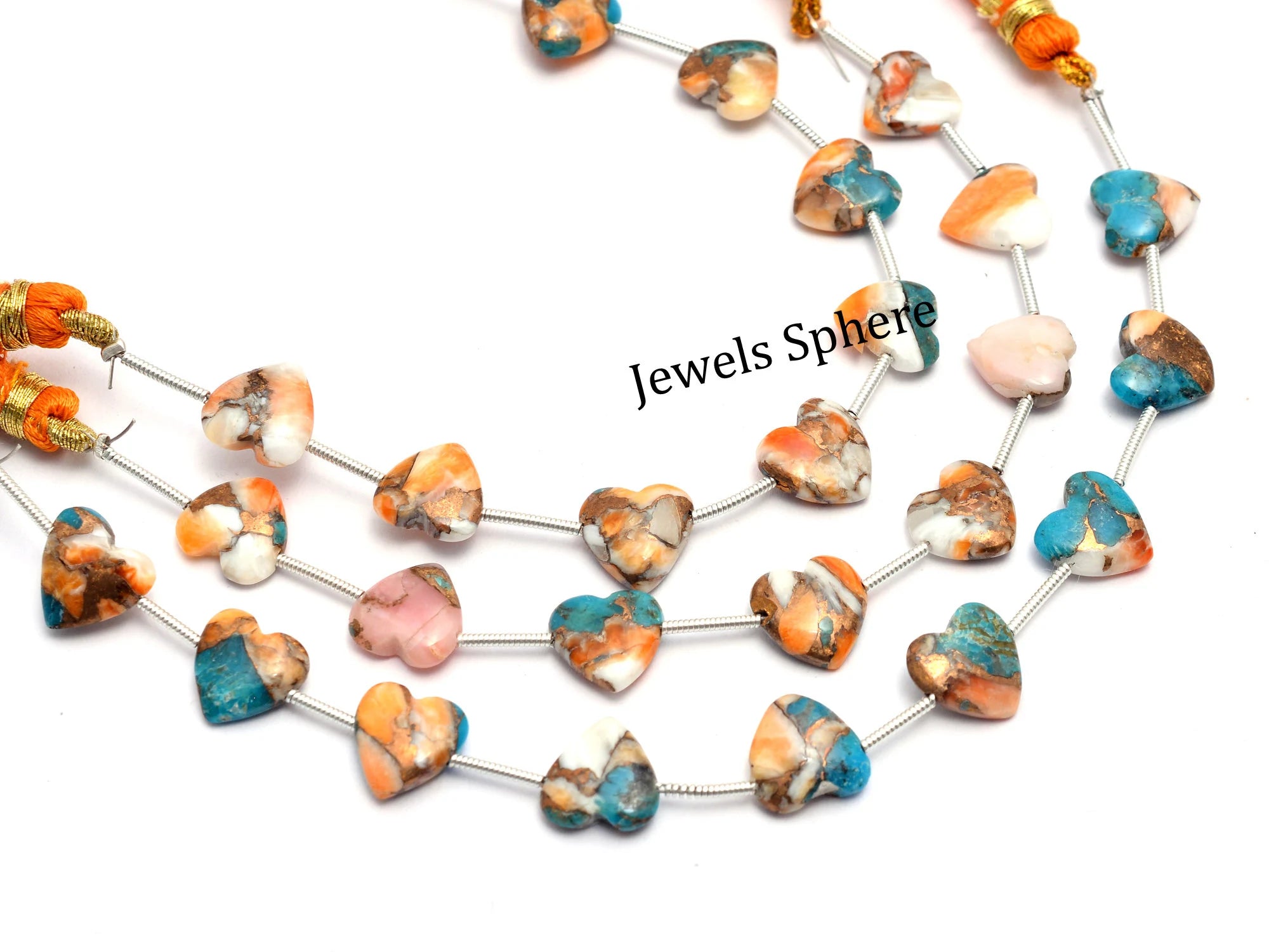 Copper Turquoise Multi Color Smooth Heart Shape Beads, 9x9 mm, SKU915