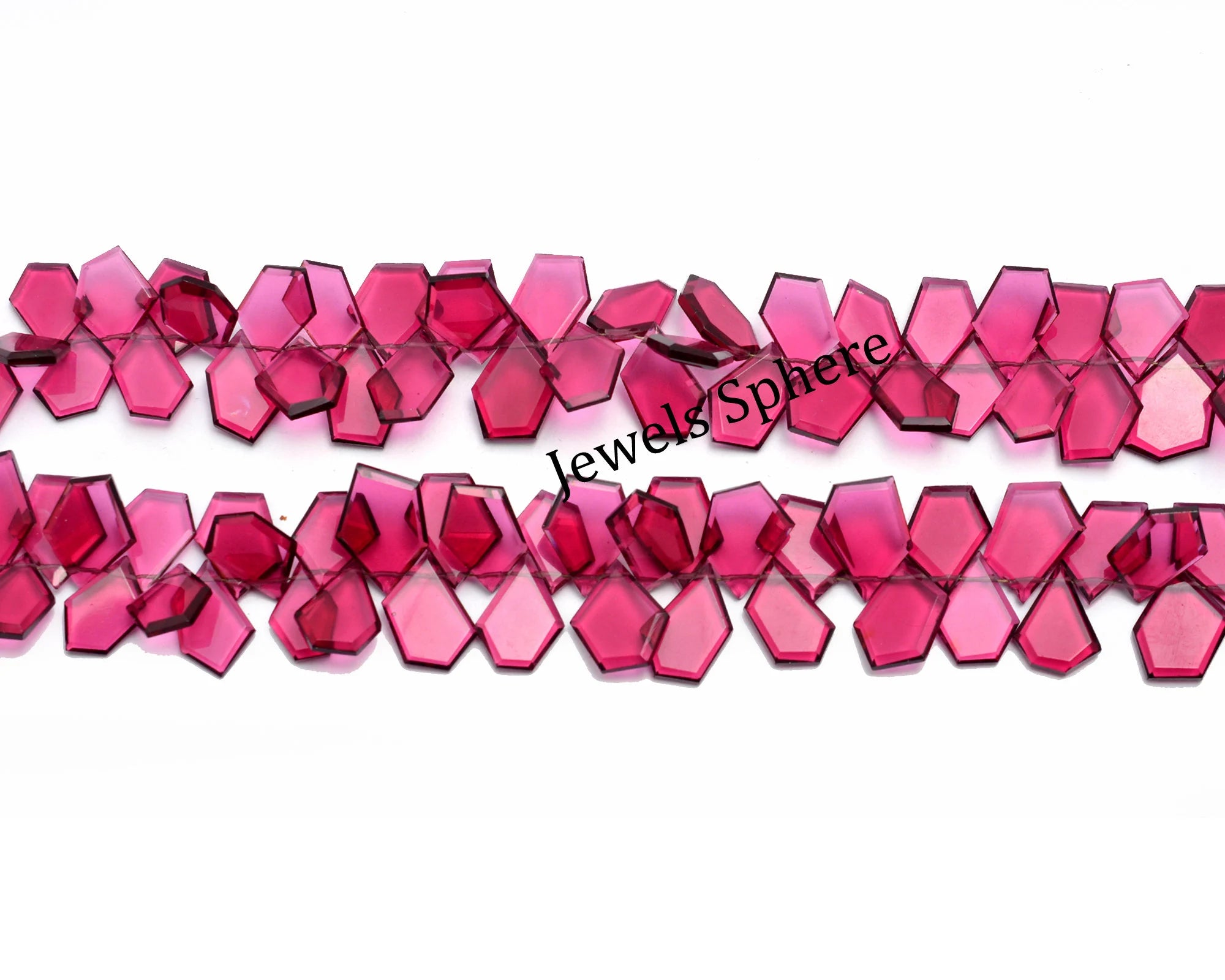 Natural Ruby Glass Filled Faceted Five Corner Pear Bead, 9x15 mm To 12x18 mm, SKU773