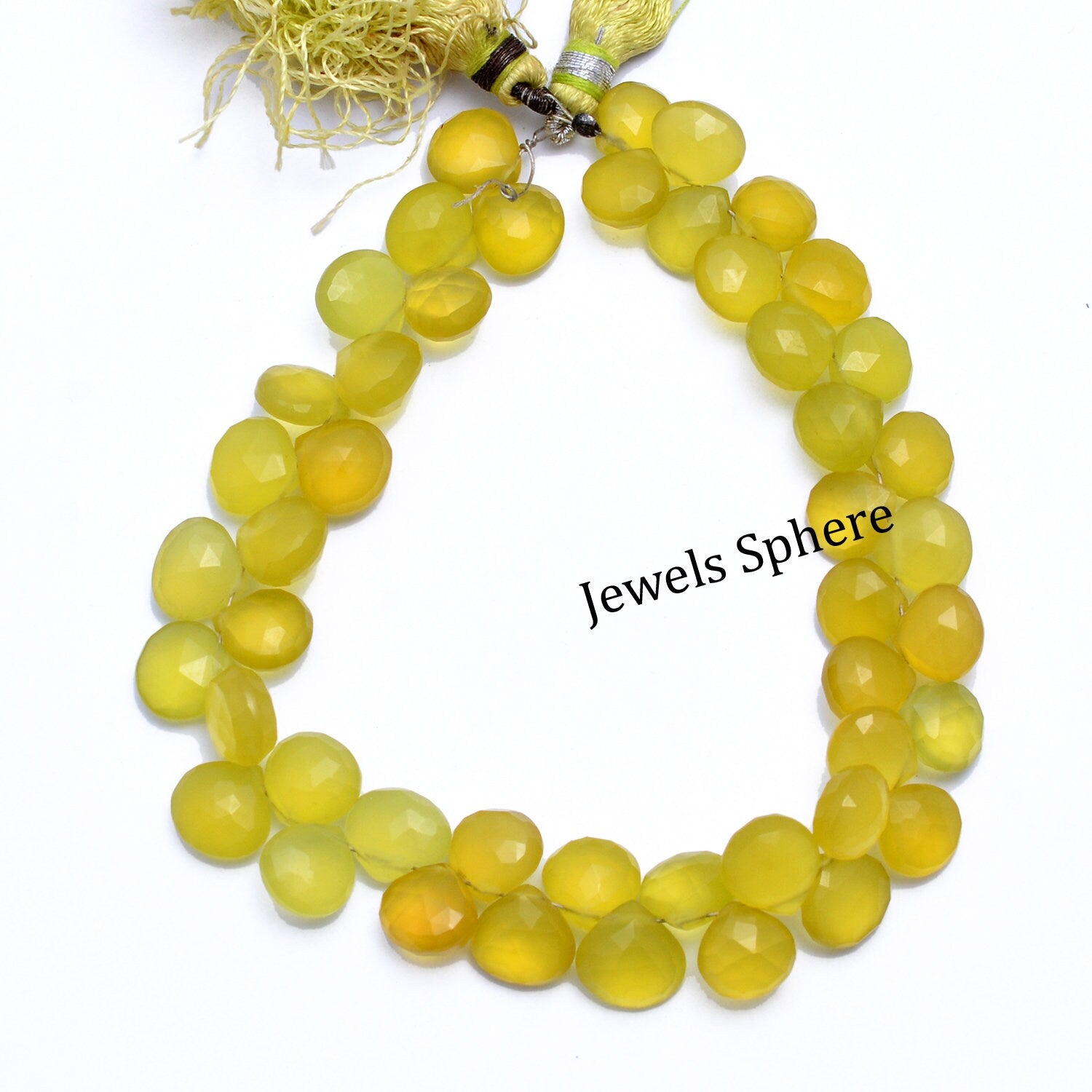 Natural Yellow Chalcedony Faceted Heart Shape Beads, SKU250
