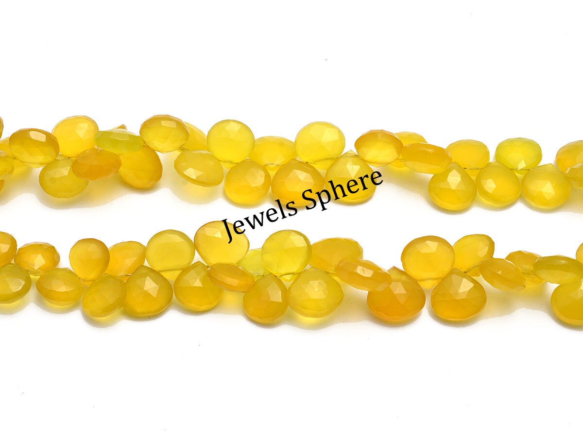 Natural Yellow Chalcedony Faceted Heart Shape Beads, SKU250