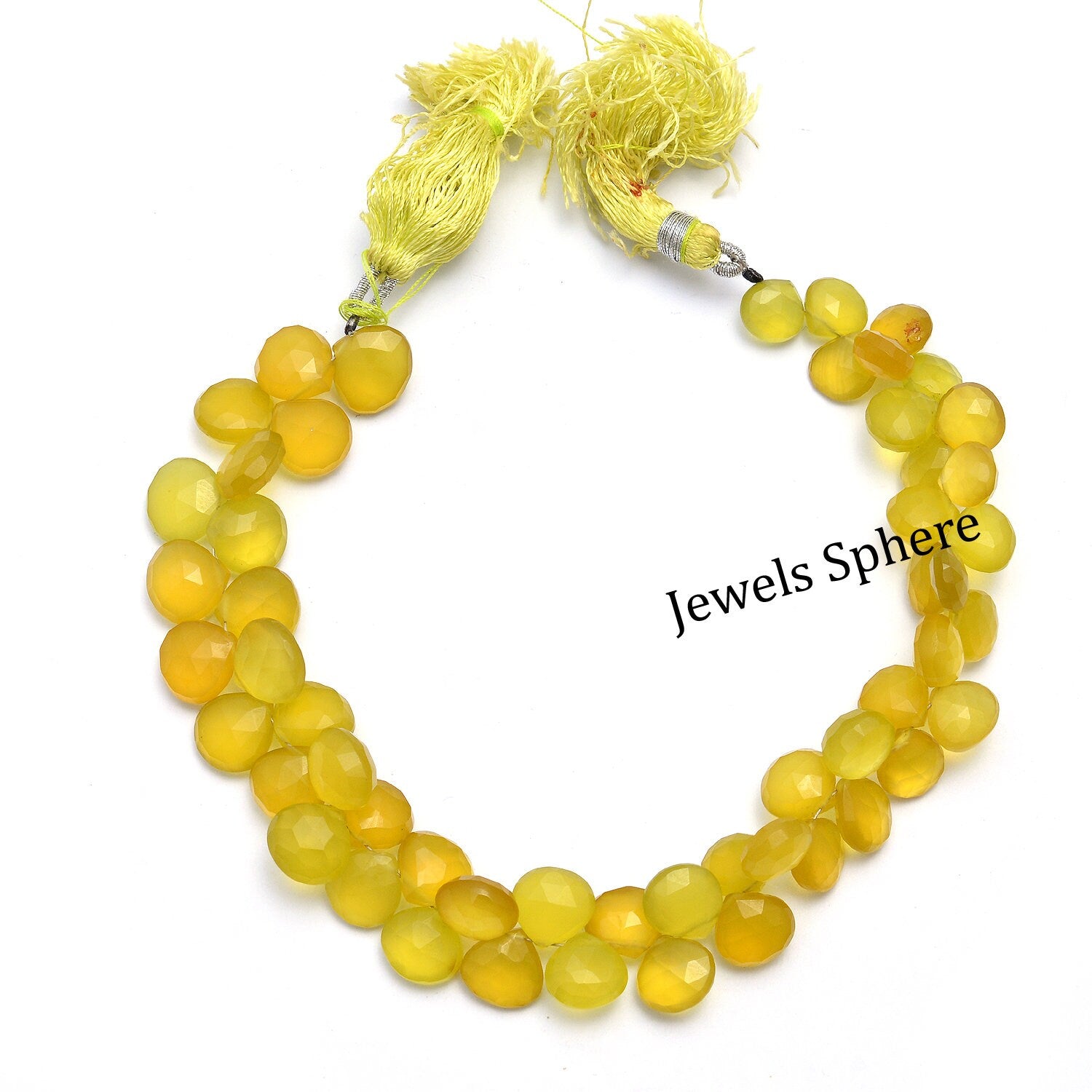 Natural Yellow Chalcedony Faceted Heart Shape Beads, SKU250