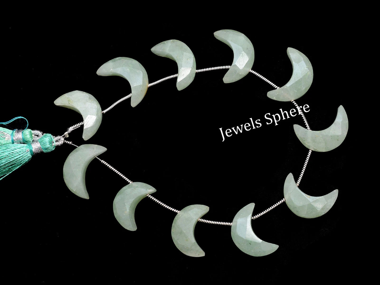Light Green Aventurine Faceted Crescent Moon Beads, 17 mm To 19 mm, SKU753