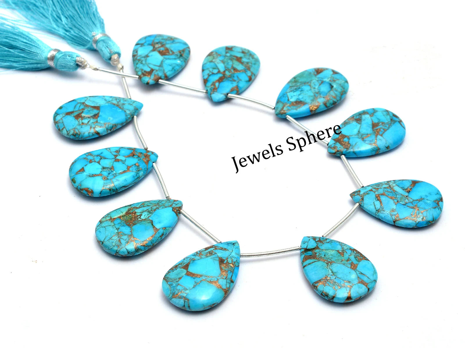 Blue Copper Turquoise Smooth Pear Beads, 17.7x27.8 mm, SKU757