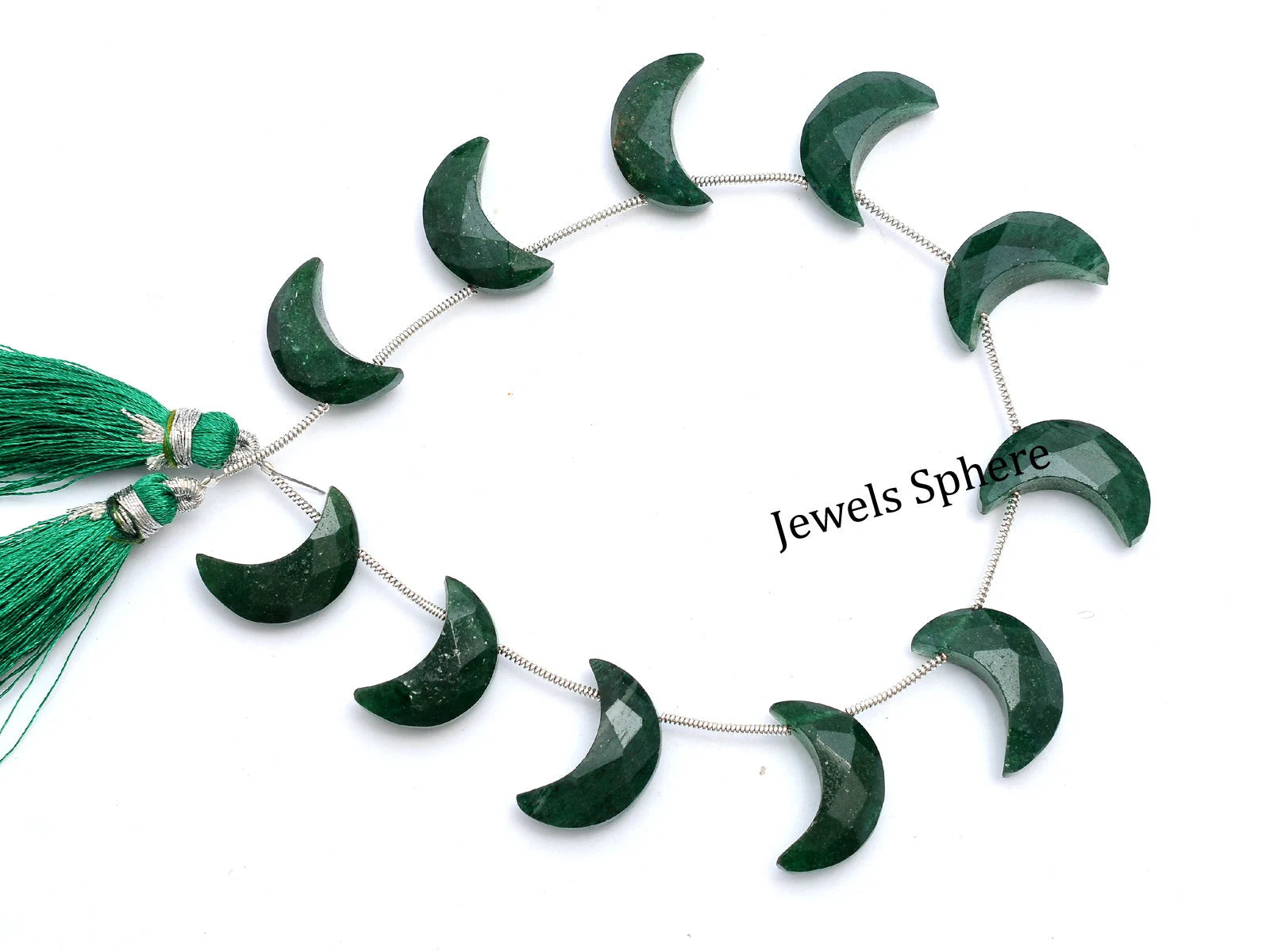 Dark Green Aventurine Faceted Crescent Moon Fancy Shape, 18 mm To 19 mm, SKU745