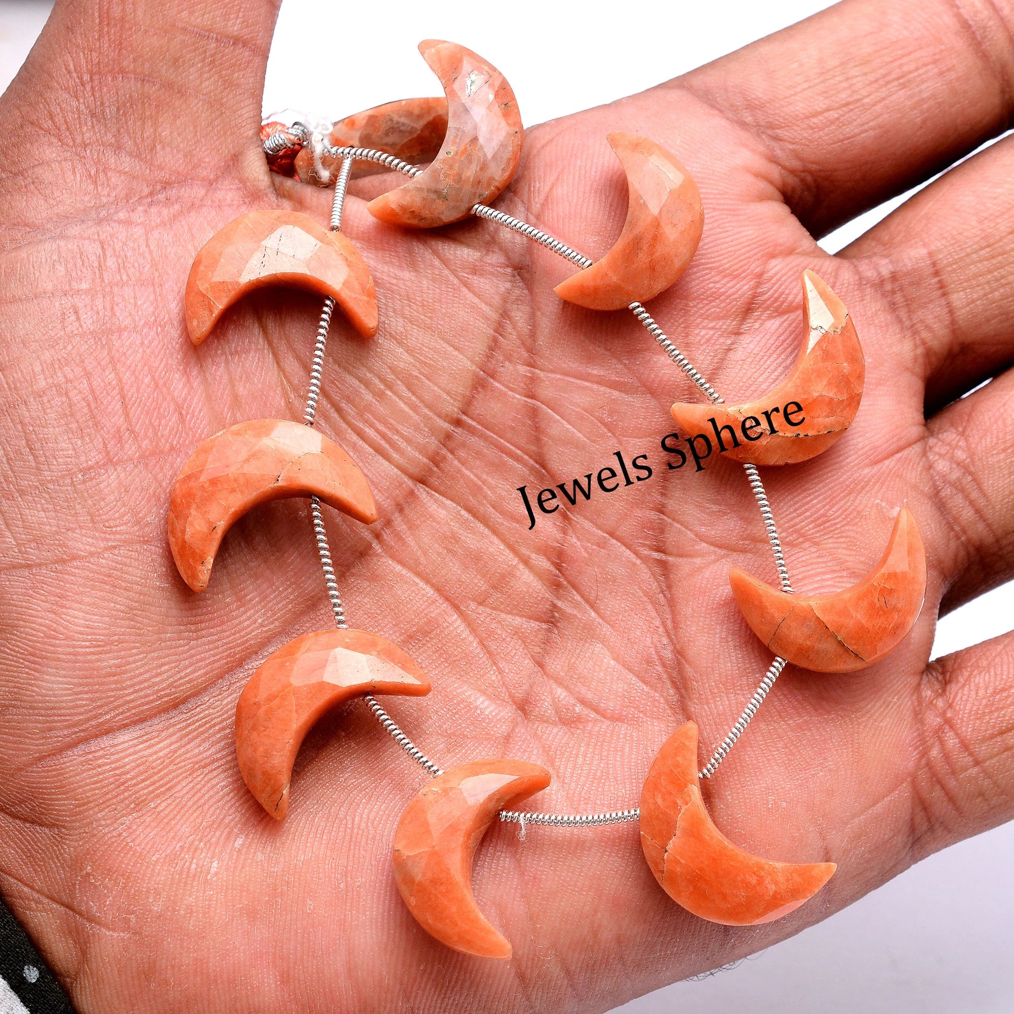 Peach Amazonite Faceted Crescent Moon Beads, 19 mm To 20 mm, SKU749