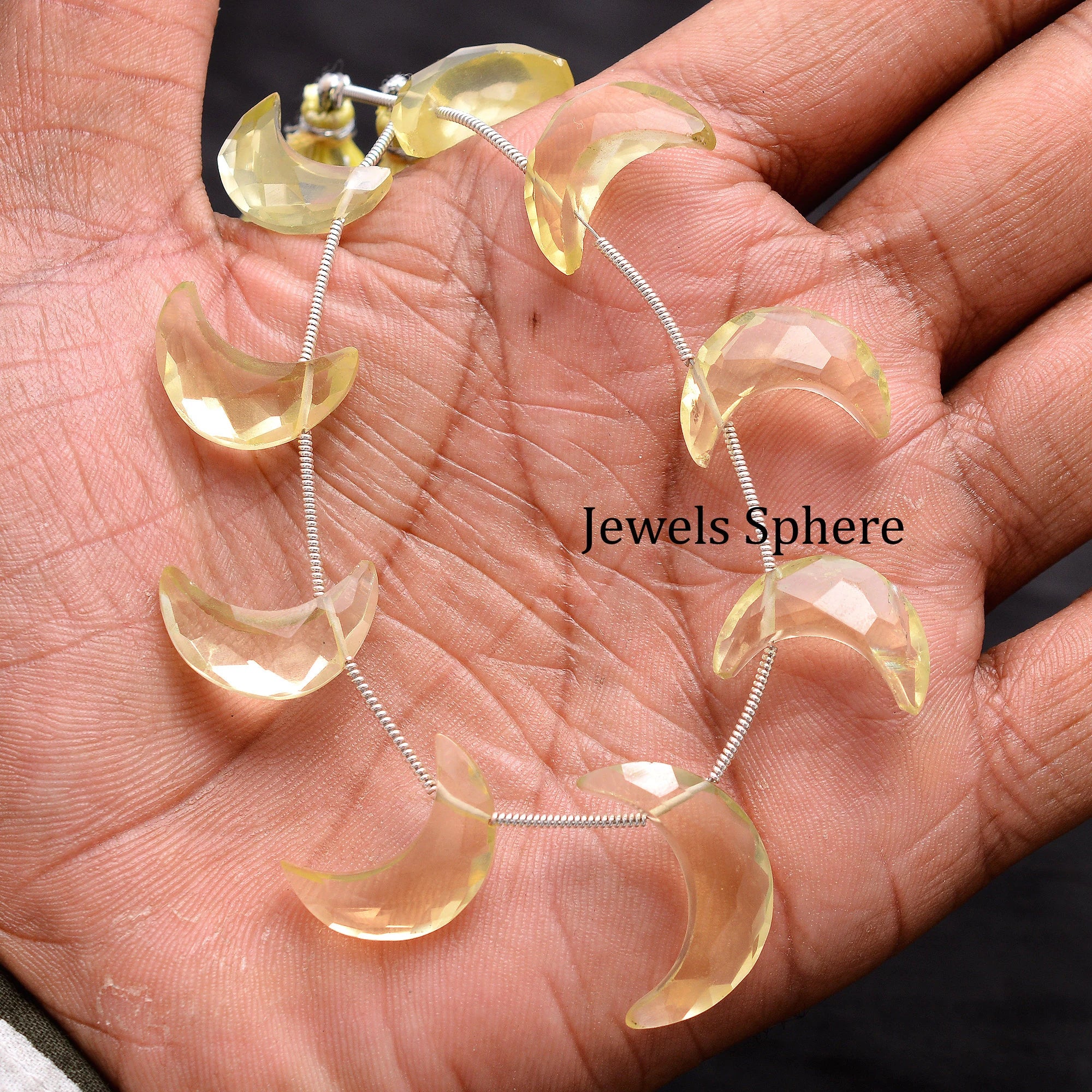 Lemon Quartz Faceted Crescent Moon Fancy Shape, 17 mm To 22 mm, SKU735