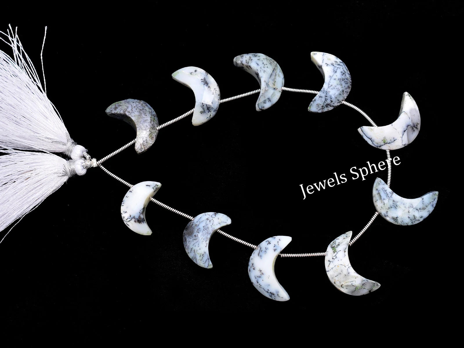 Dendrite Opal Faceted Crescent Moon Fancy Shape, 17 mm To 20 mm, SKU736
