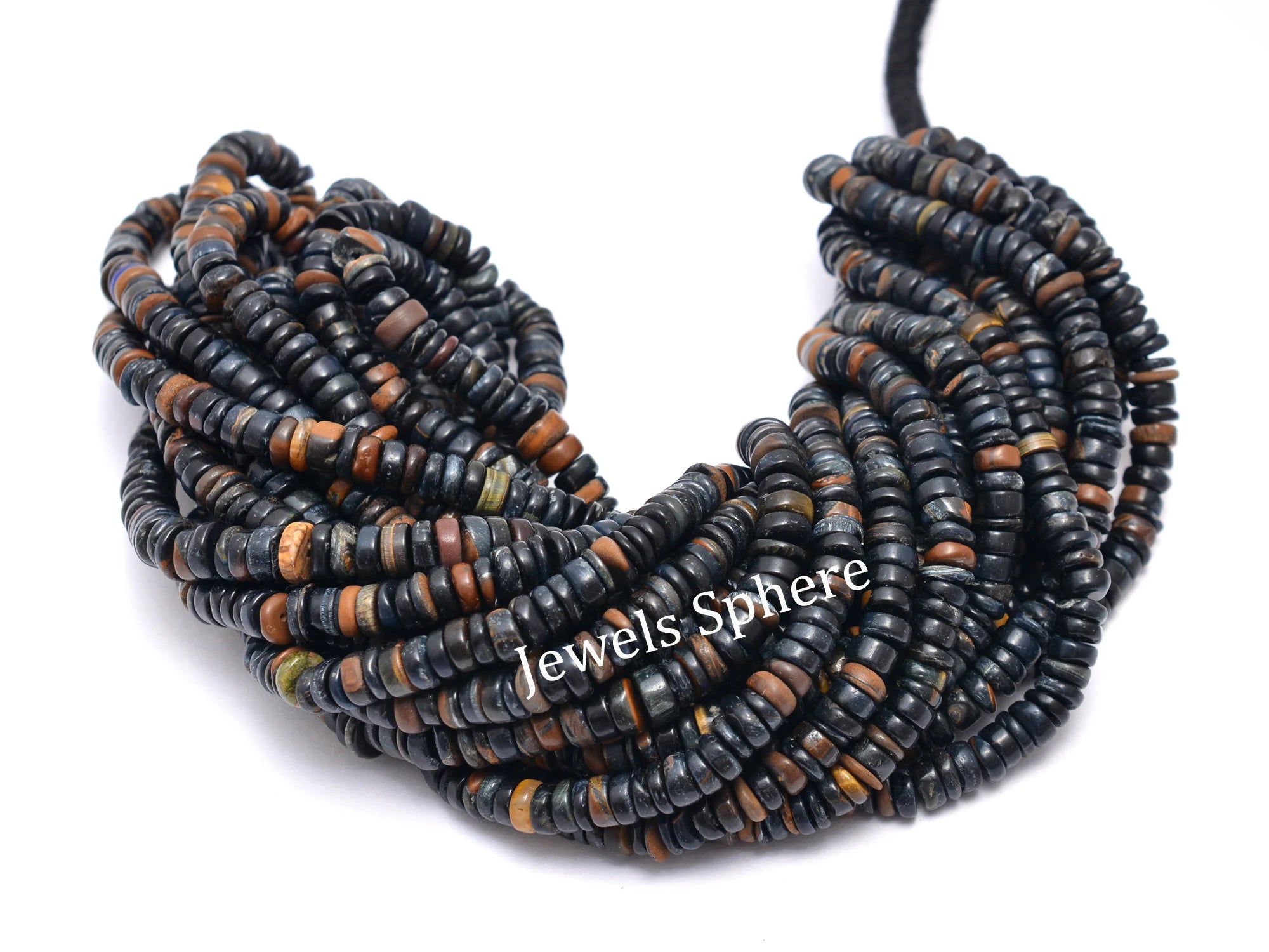 Natural Black Tiger's Eye Smooth Tyre Beads, 5.5 To 6.5 mm, SKU827