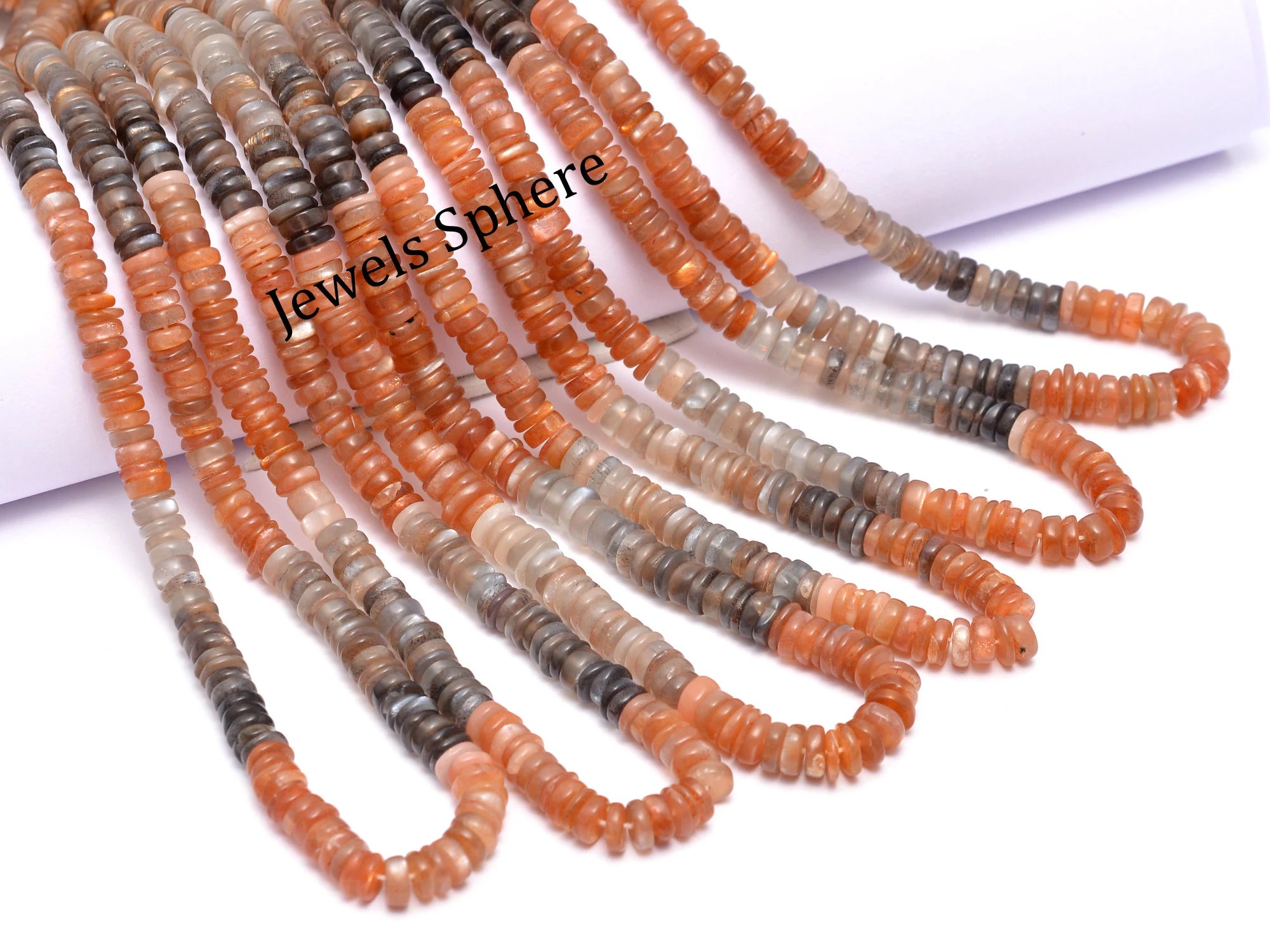 Multi Moonstone Smooth Heishi Beads, 6 mm To 6.5 mm, SKU831