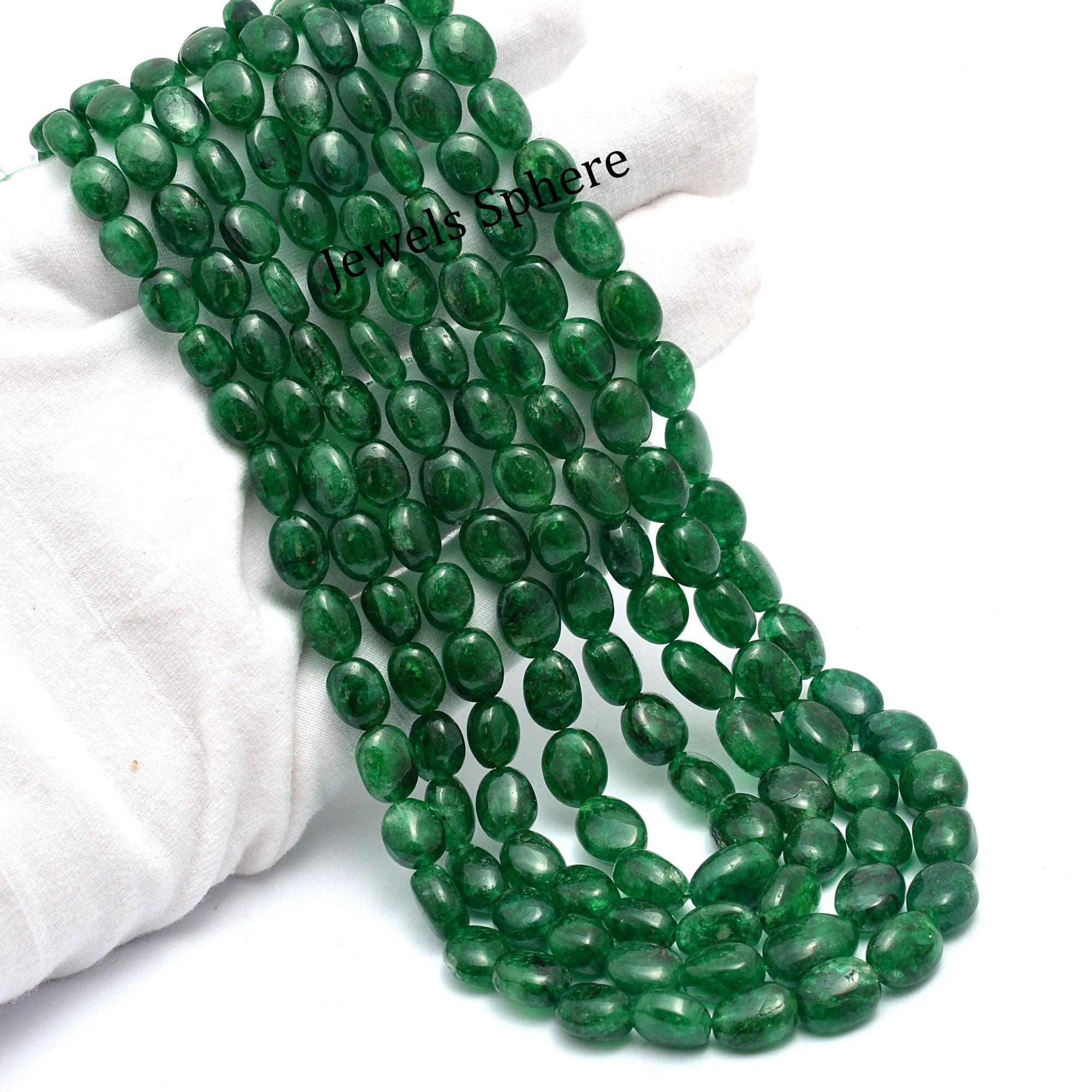 AA Quality Natural Emerald Color Beryl Smooth Oval Beads, 6x7 mm To 8x10 mm, SKU256