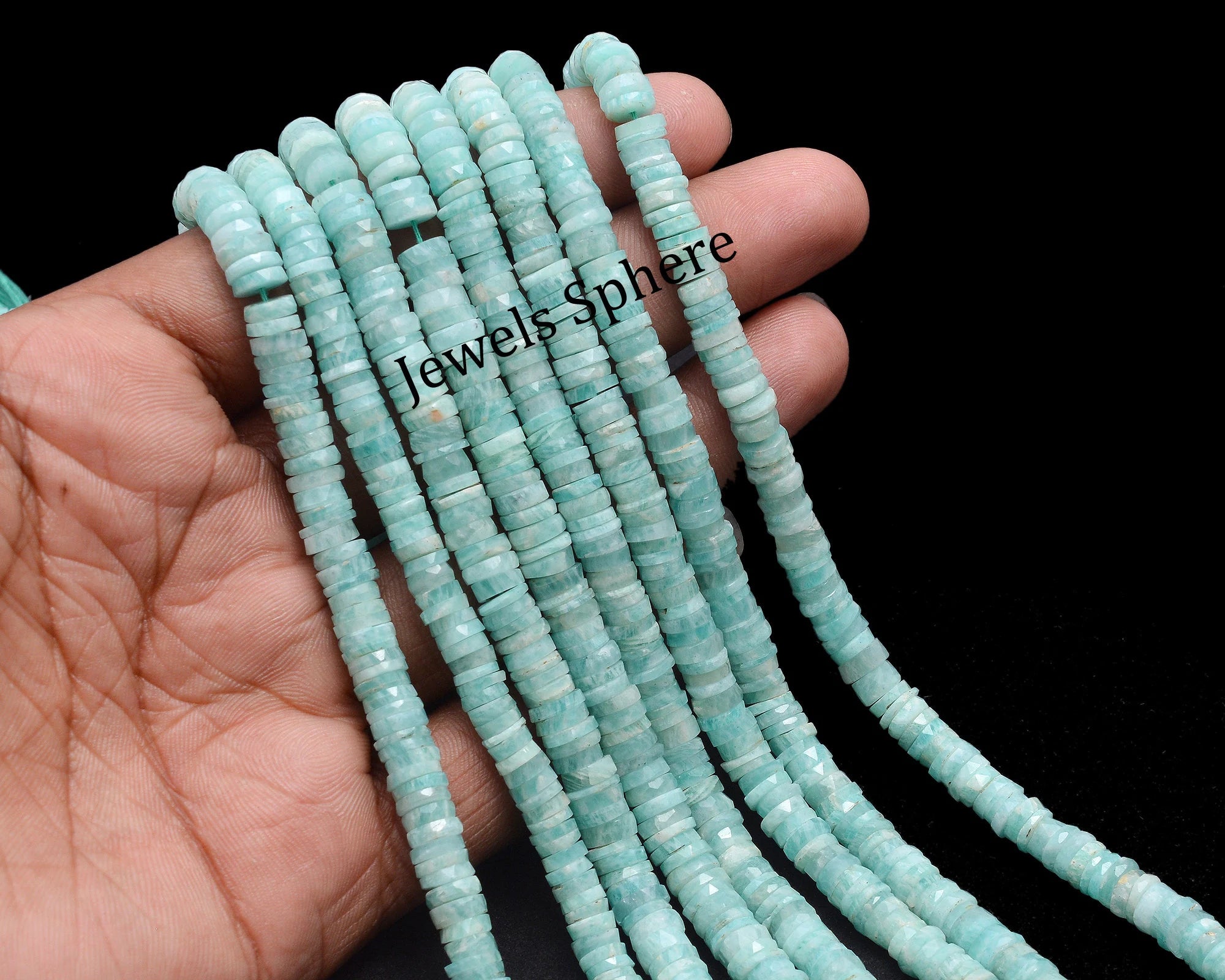 Amazonite Faceted Tyre Beads, 6 mm To 7 mm, SKU783