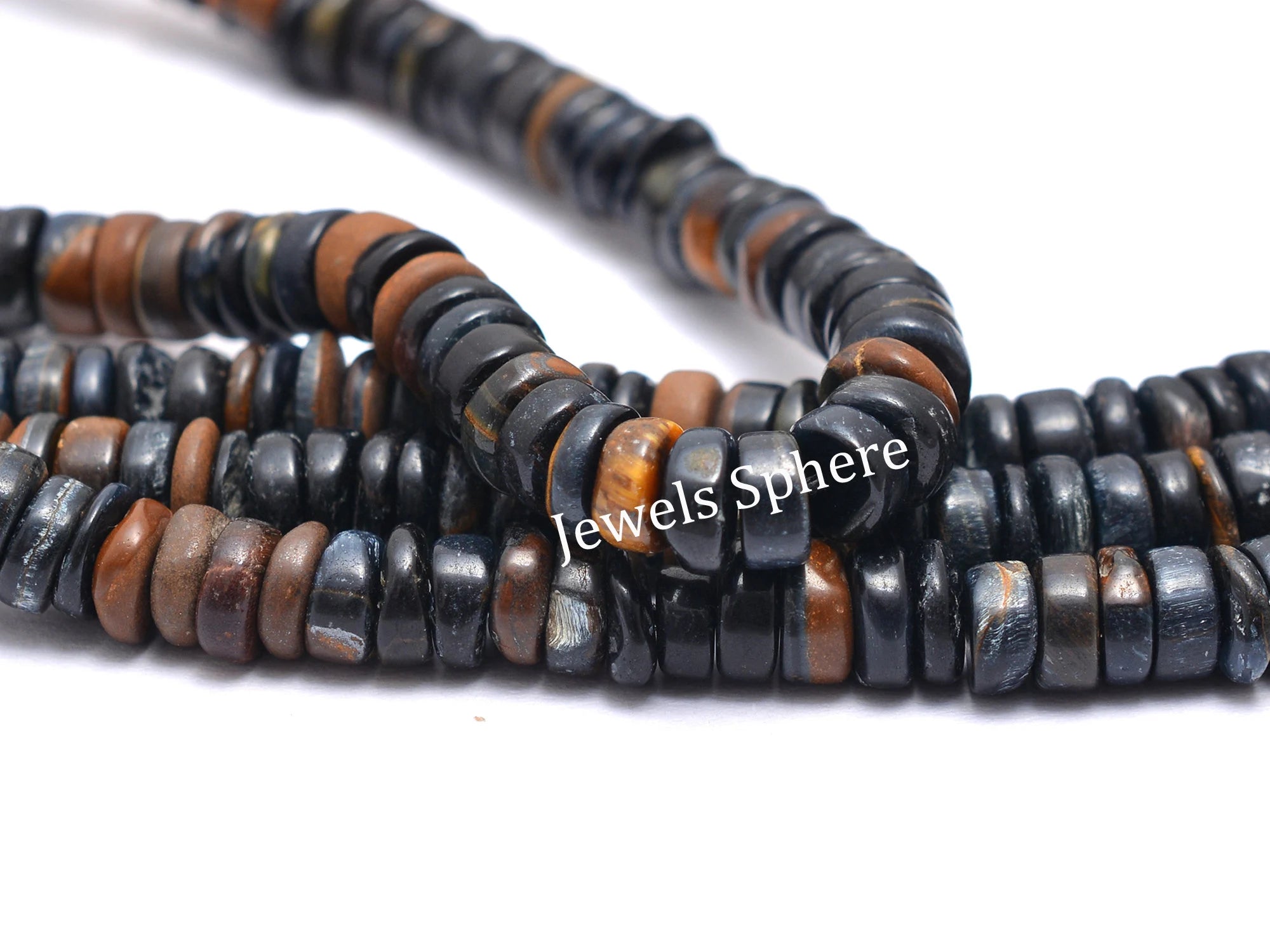 Natural Black Tiger's Eye Smooth Tyre Beads, 5.5 To 6.5 mm, SKU827