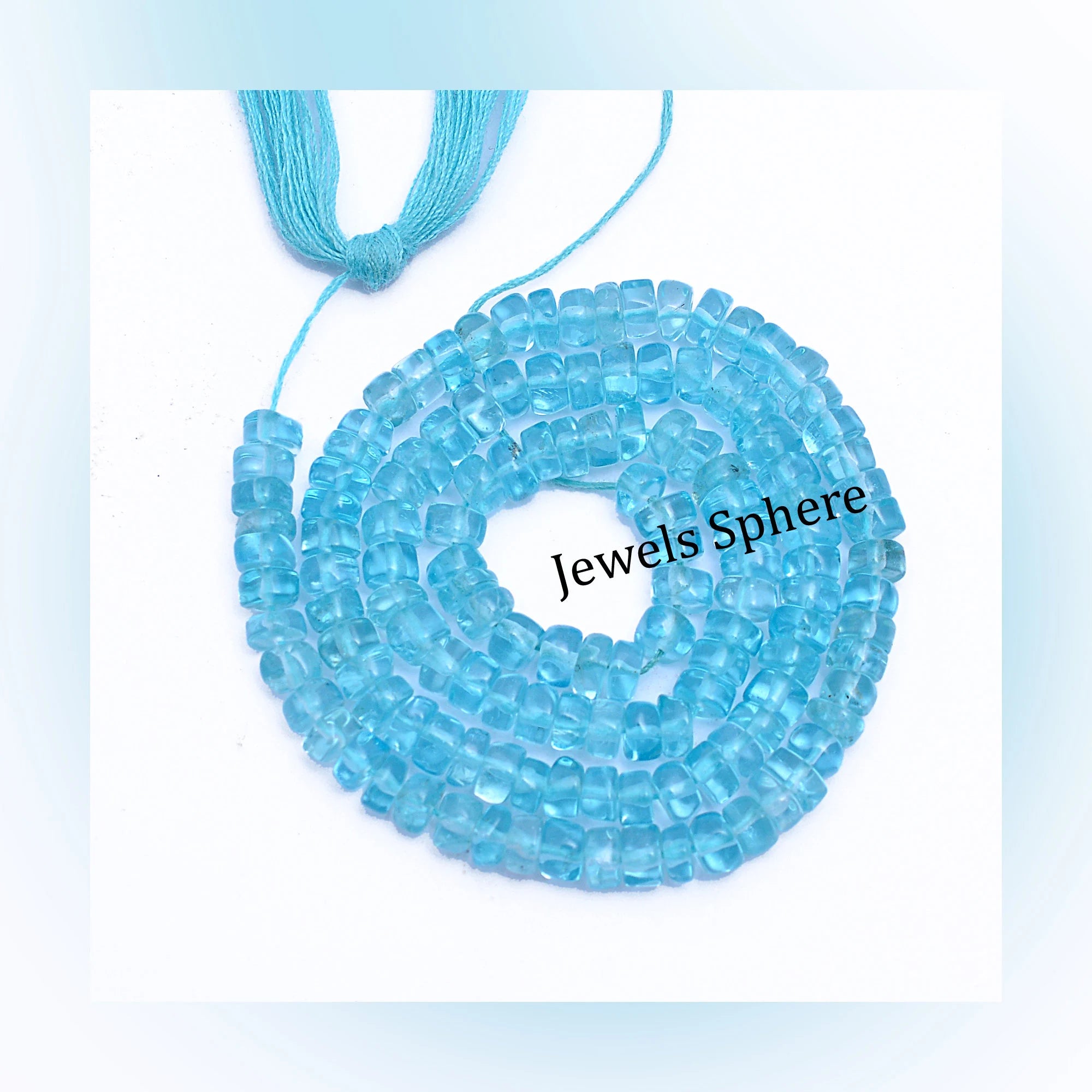 AAA Quality Sky Apatite Smooth Tyre Beads, 4.5 mm To 5.5 mm, Apatite Tyre Beads, Apatite Wheels, Jewelry Making Beads, 14 Inch, SKU358