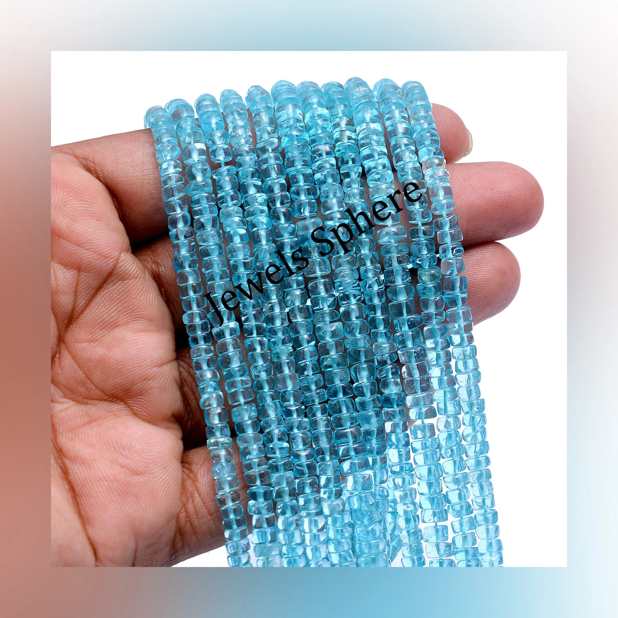 AAA Quality Sky Apatite Smooth Tyre Beads, 4.5 mm To 5.5 mm, Apatite Tyre Beads, Apatite Wheels, Jewelry Making Beads, 14 Inch, SKU358