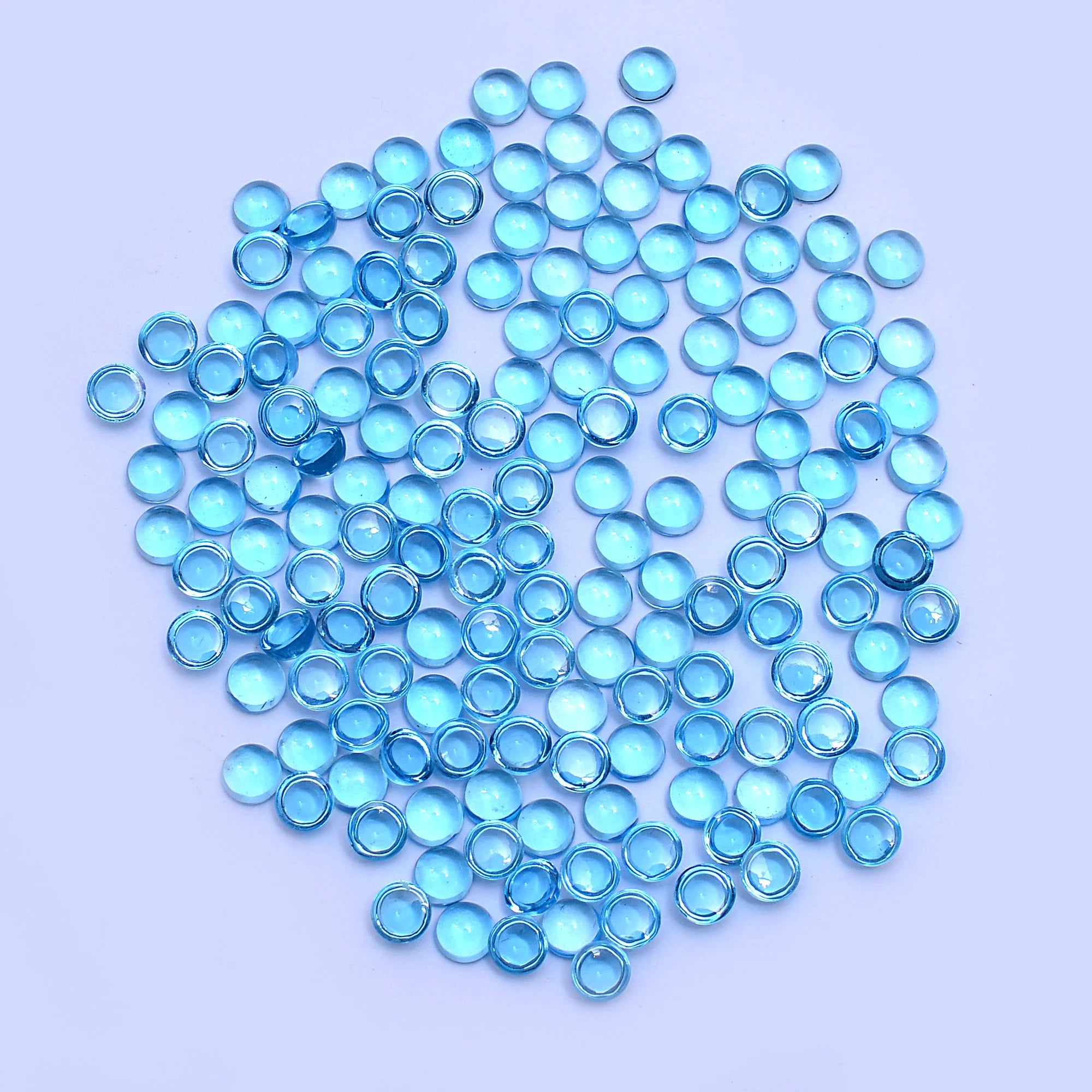 Swiss Blue Topaz Round Cabs Loose Gemstone, 4 mm, Blue Topaz Round Cabs, Gemstone Ring Round Shape, Blue Topaz Jewelry Handmade, SKU376