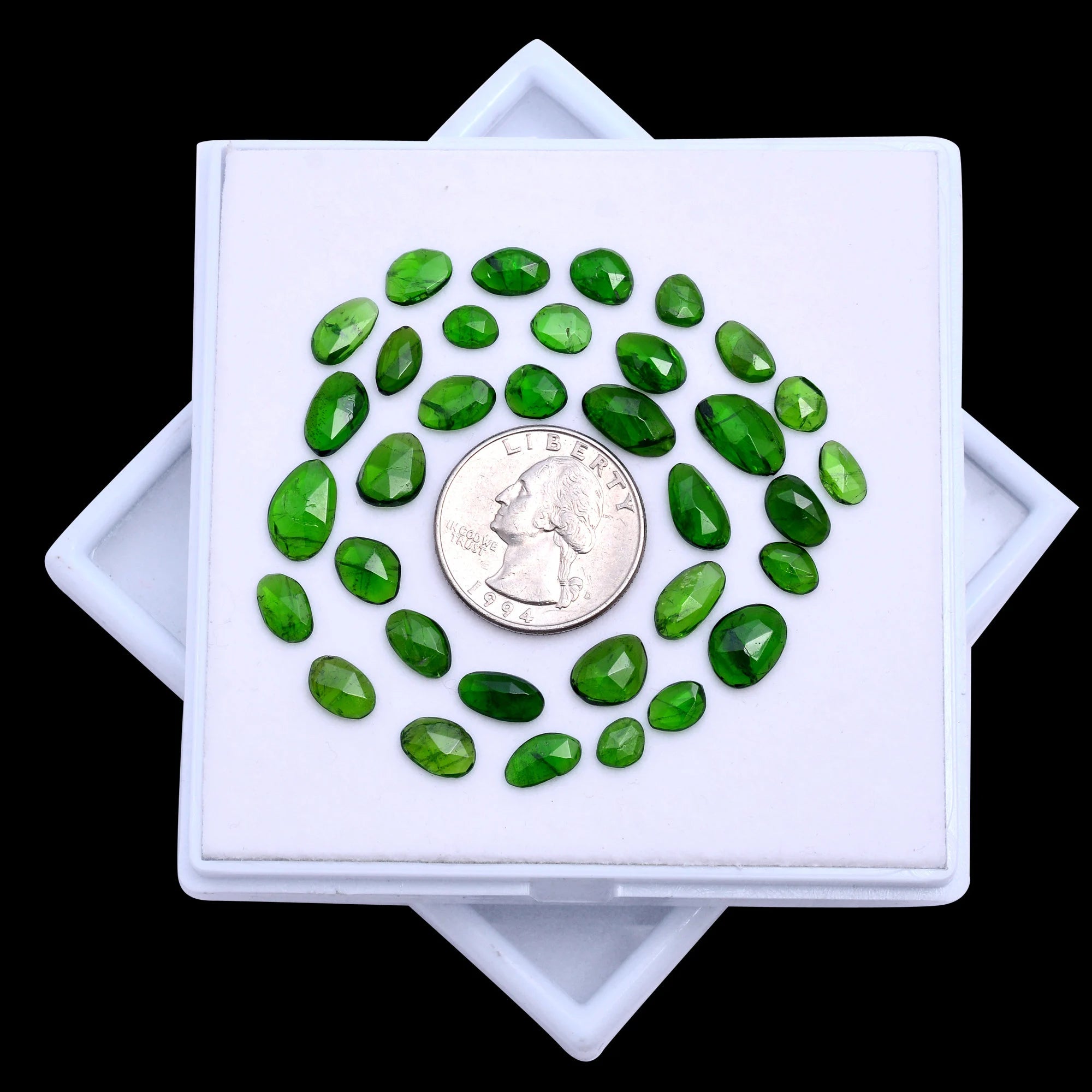 AAA Quality Green Chrome Diopside Faceted Oval Rosecut, 6 mm To 12 mm, SKU411