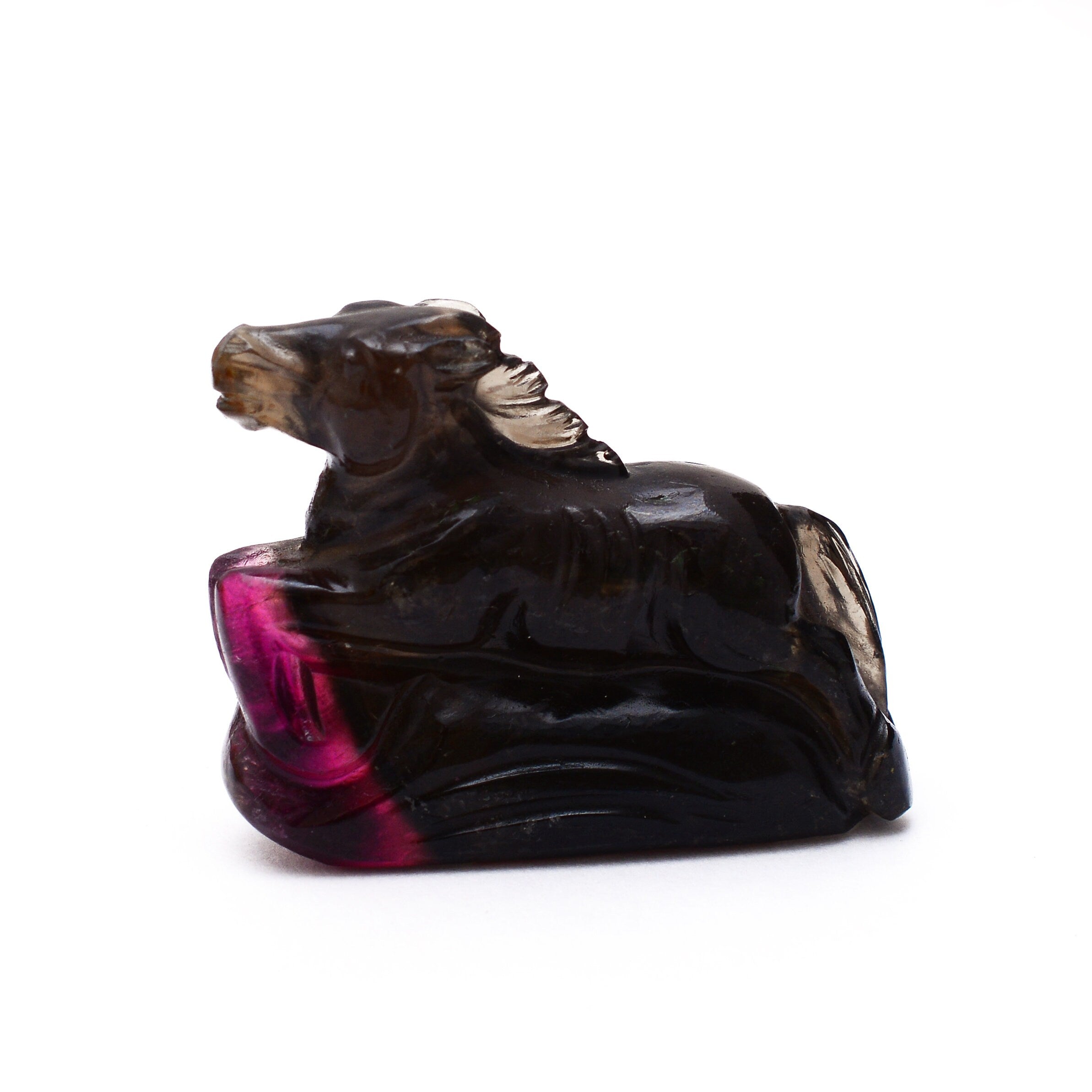 Natural Bi Color Tourmaline Fancy Horse Carving Gemstone, Handmade Fancy Horse Carving Healing Gemstone, 112 cts (SKU1446)