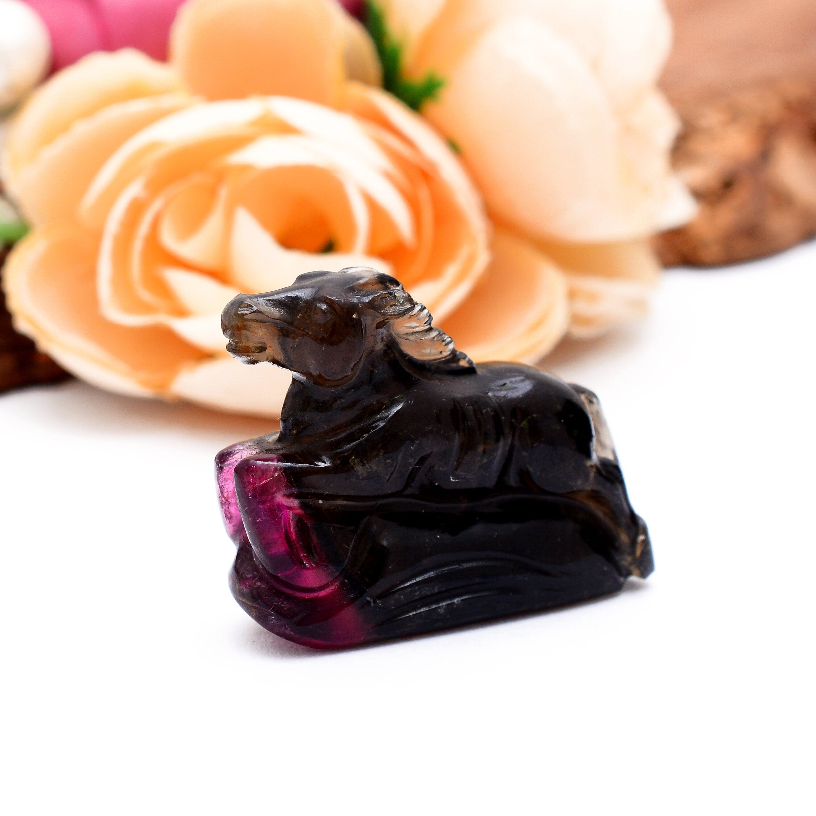 Natural Bi Color Tourmaline Fancy Horse Carving Gemstone, Handmade Fancy Horse Carving Healing Gemstone, 112 cts (SKU1446)