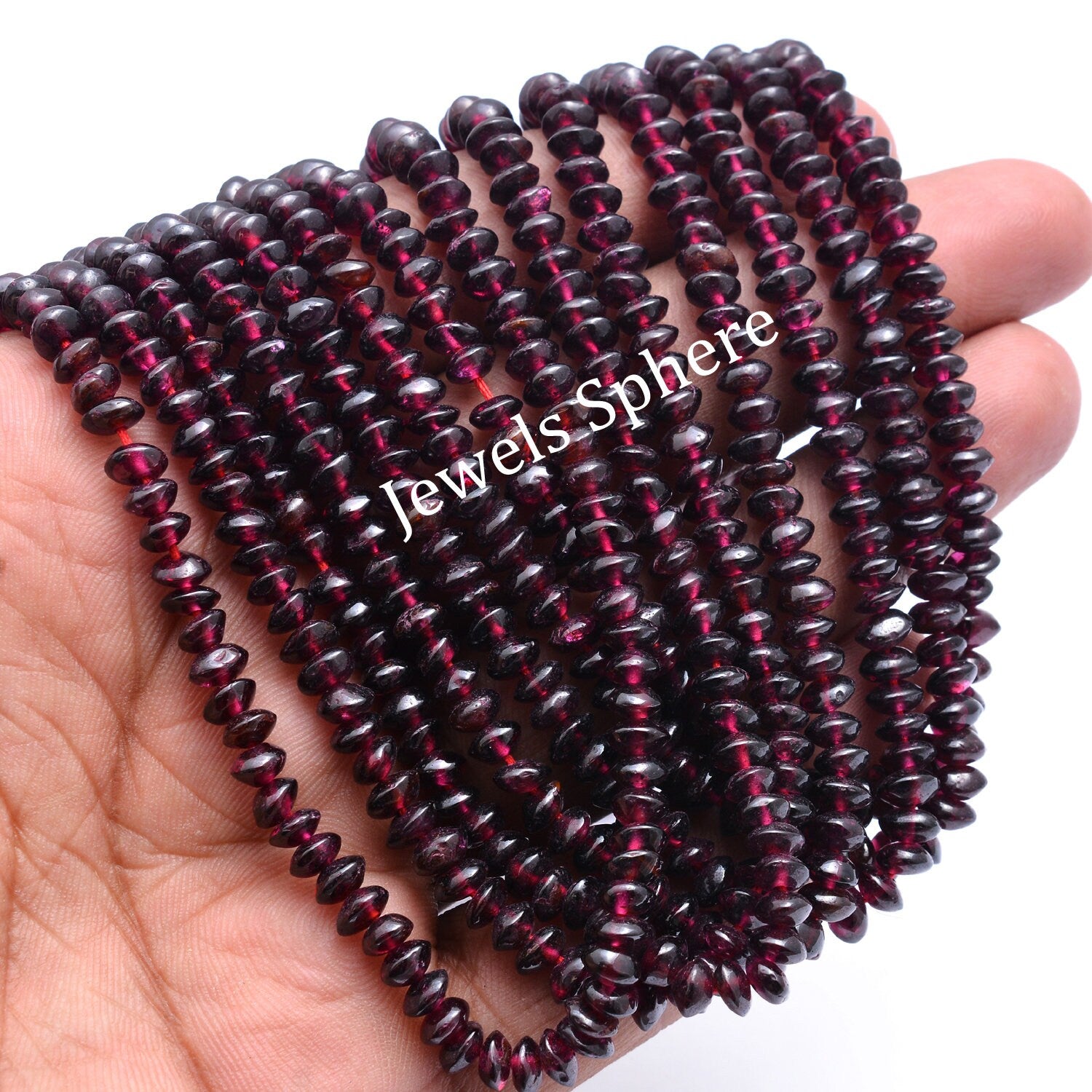 Natural Garnet Smooth Saucer Beads, 4 mm To 5mm, SKU252
