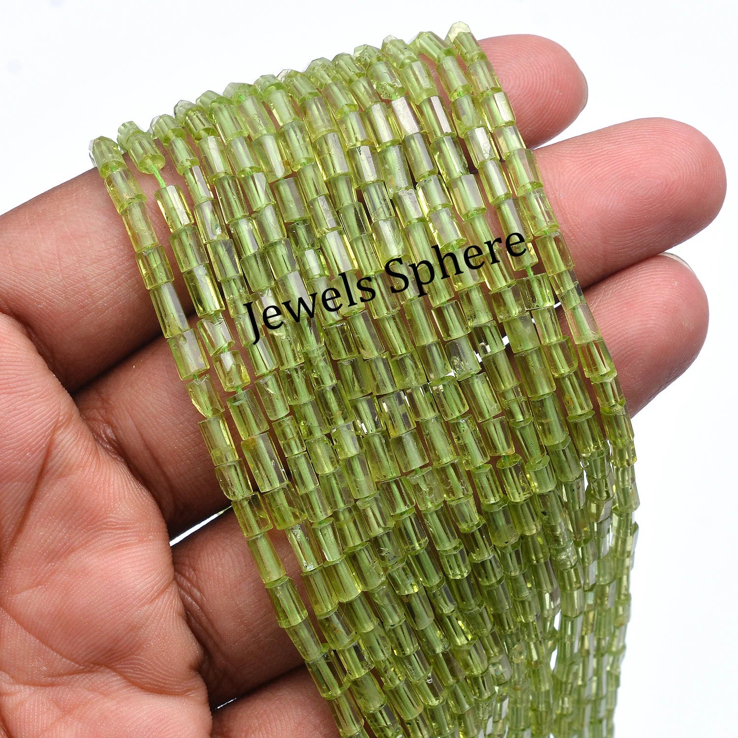 Natural Peridot Faceted Pipe Shape Beads, 3x4 mm To 3.5x5 mm, SKU261
