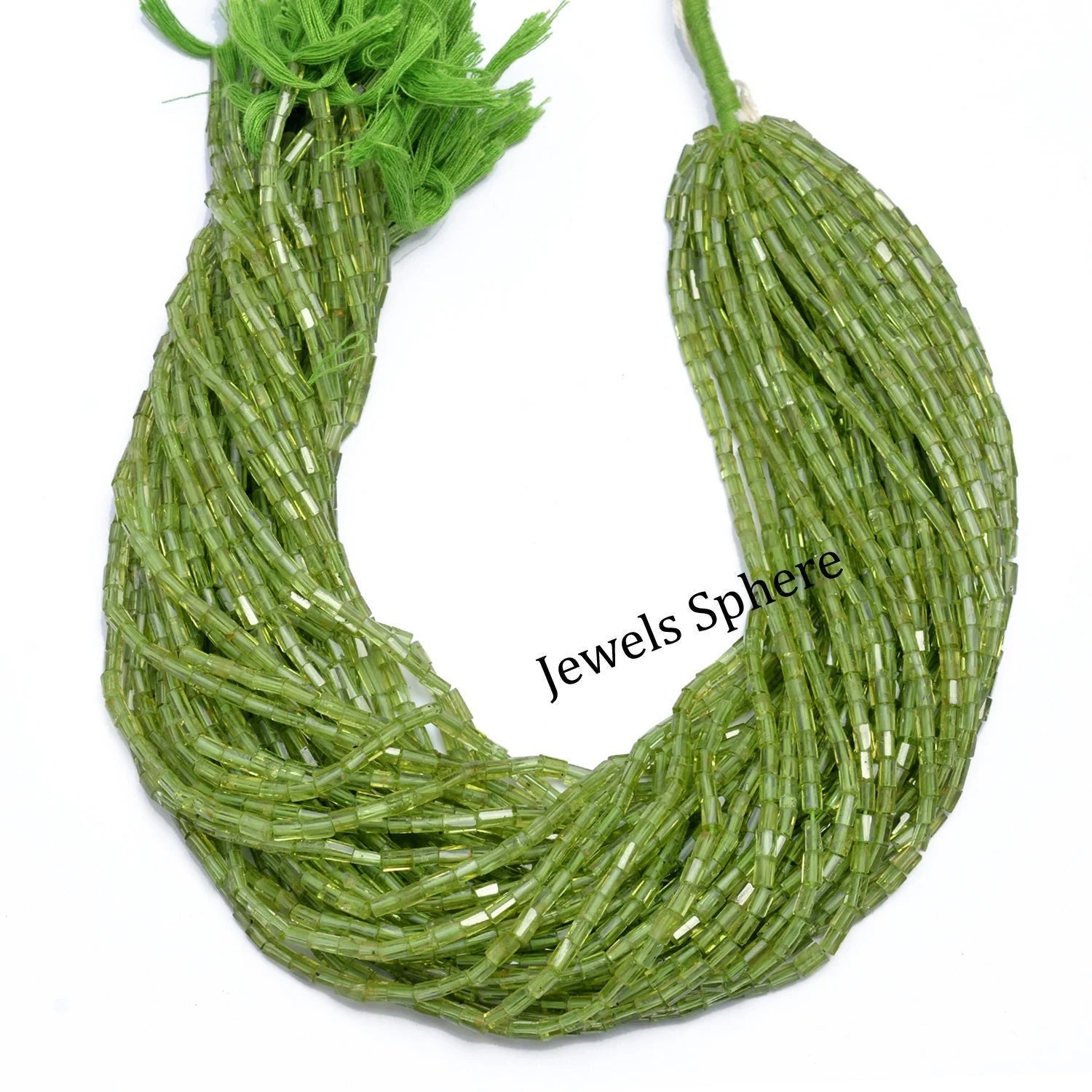Natural Peridot Faceted Pipe Shape Beads, 3x4 mm To 3.5x5 mm, SKU261