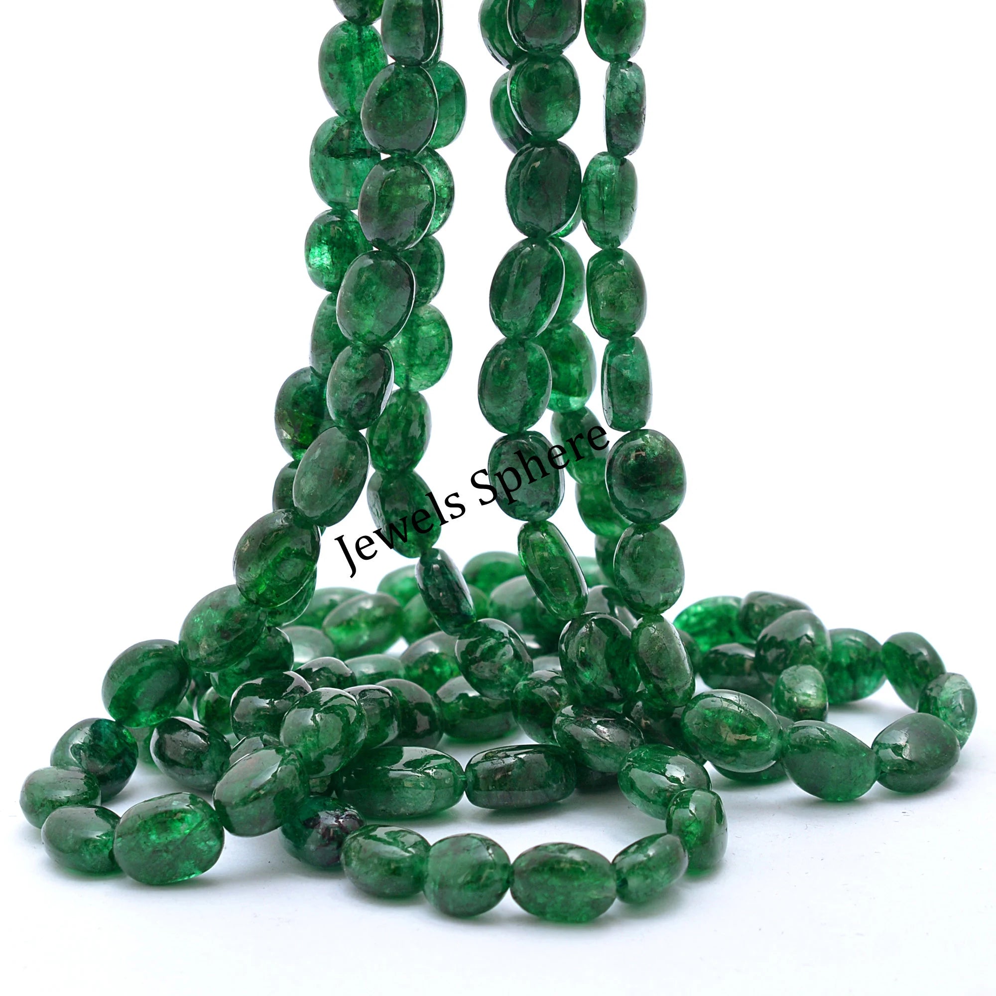 AA Quality Natural Emerald Color Beryl Smooth Oval Beads, 6x7 mm To 8x10 mm, SKU256
