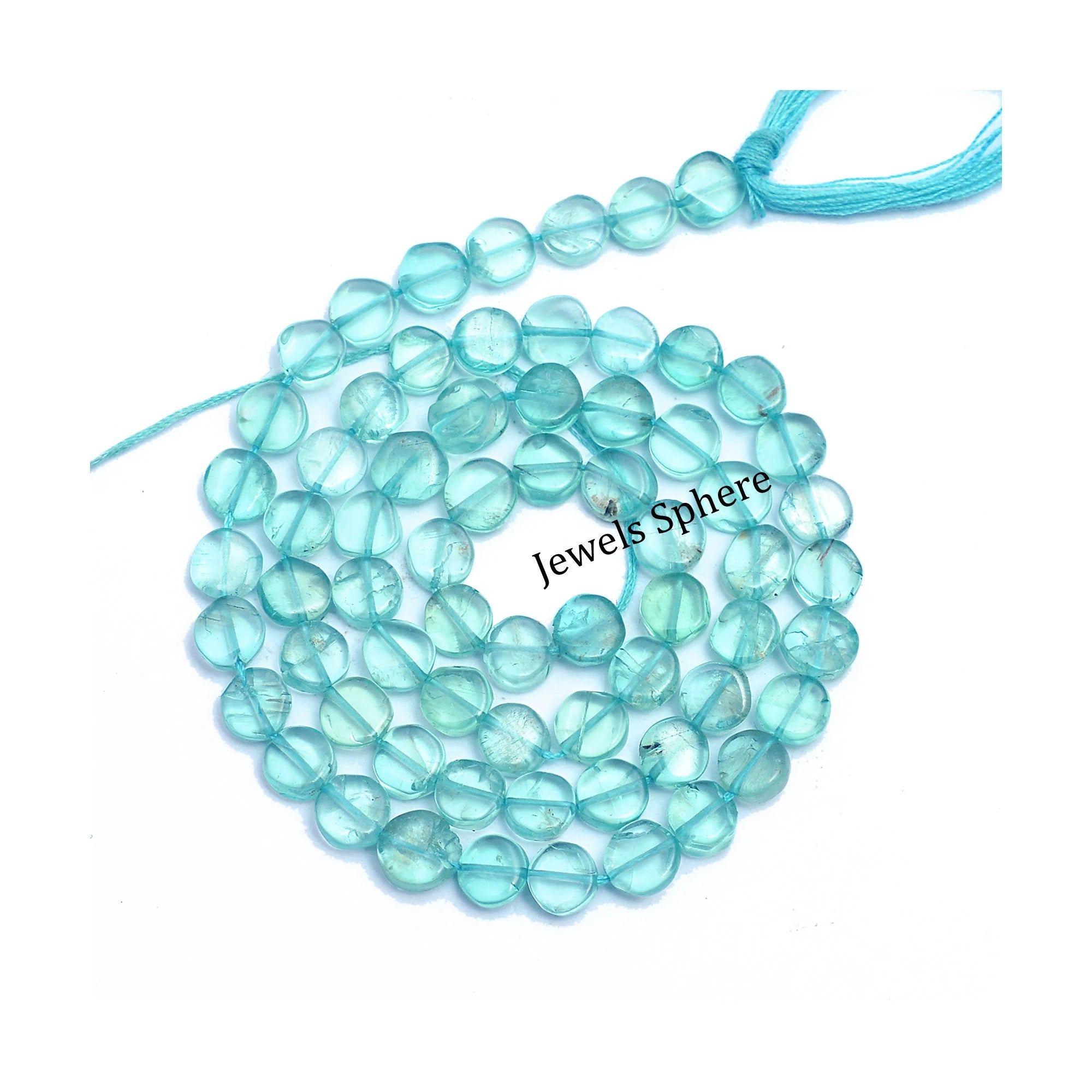 Sky Apatite Smooth Coin Beads, 6 mm, Sky Apatite Coin, Apatite Jewelry Making Gemstone Beads Handmade Gift For Women, 15 Inch, SKU369