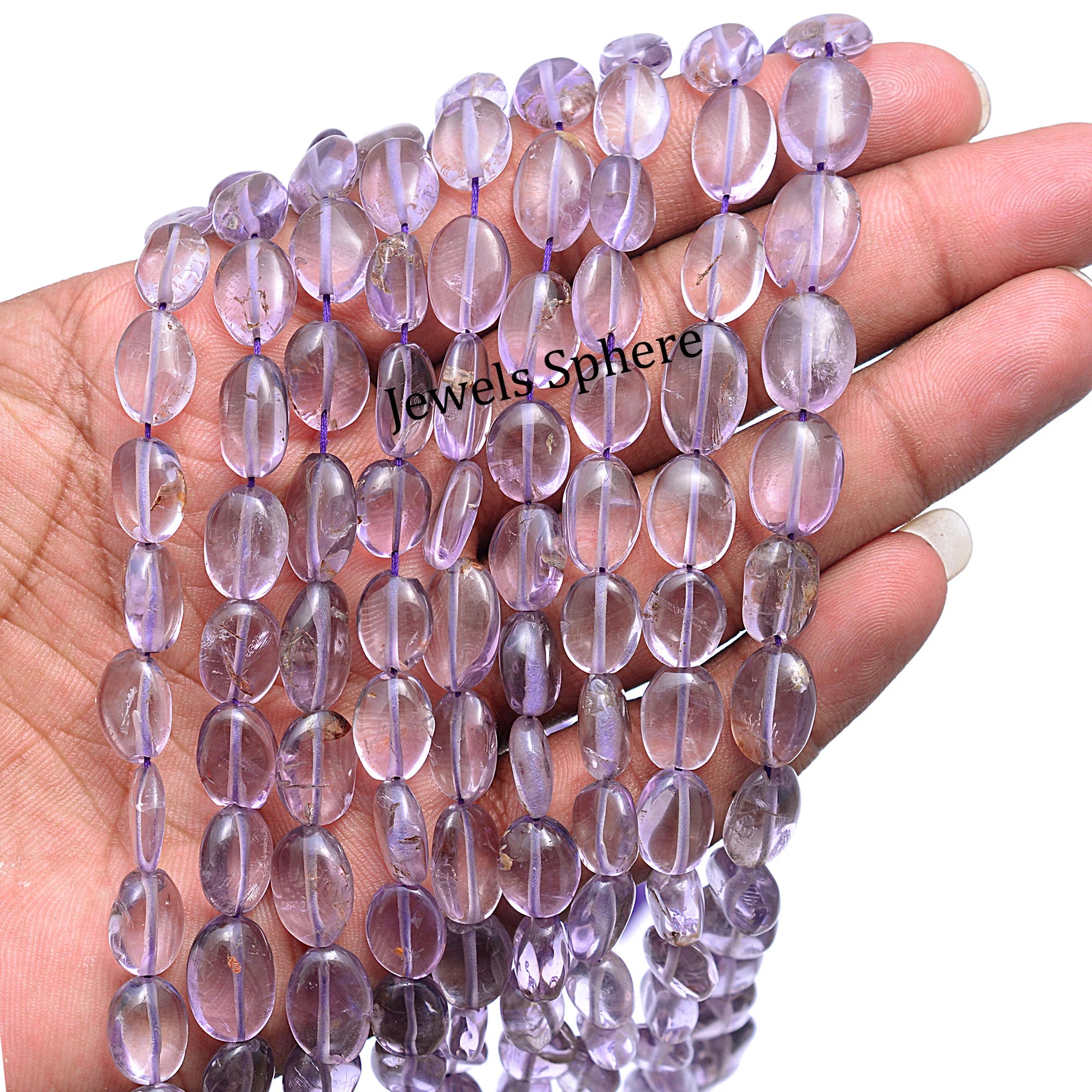 Natural Amethyst Smooth Oval Beads, 8x10 mm To 10x15 mm, SKU418