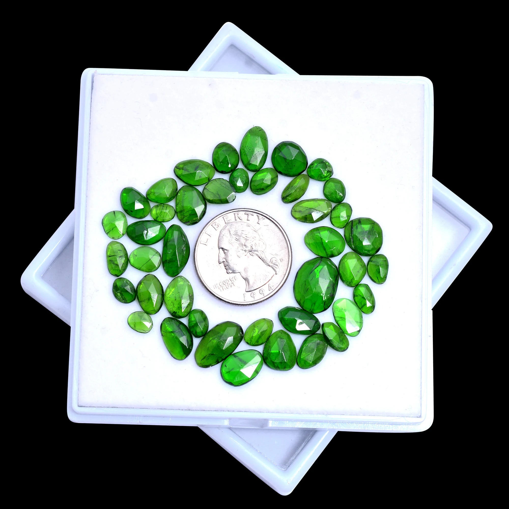 AAA Quality Green Chrome Diopside Faceted Oval Rosecut, 6 mm To 14 mm, SKU412
