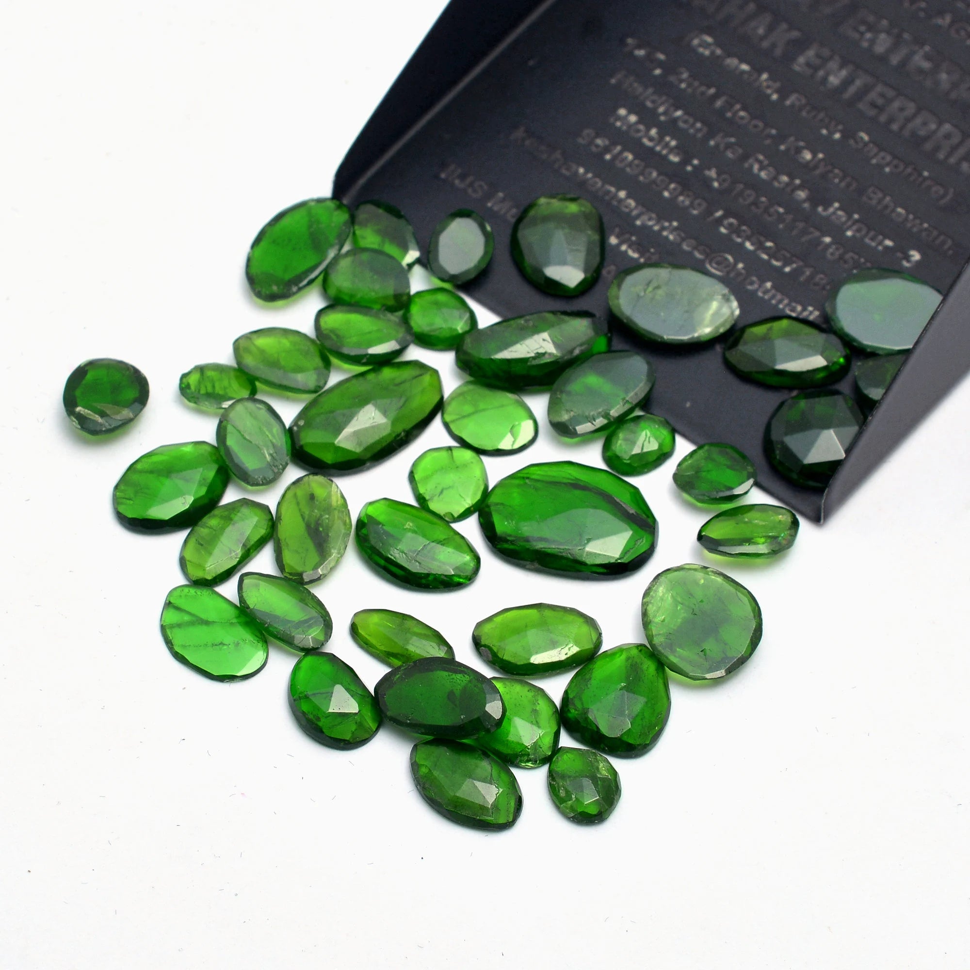 AAA Quality Green Chrome Diopside Faceted Oval Rosecut, 6 mm To 14 mm, SKU412
