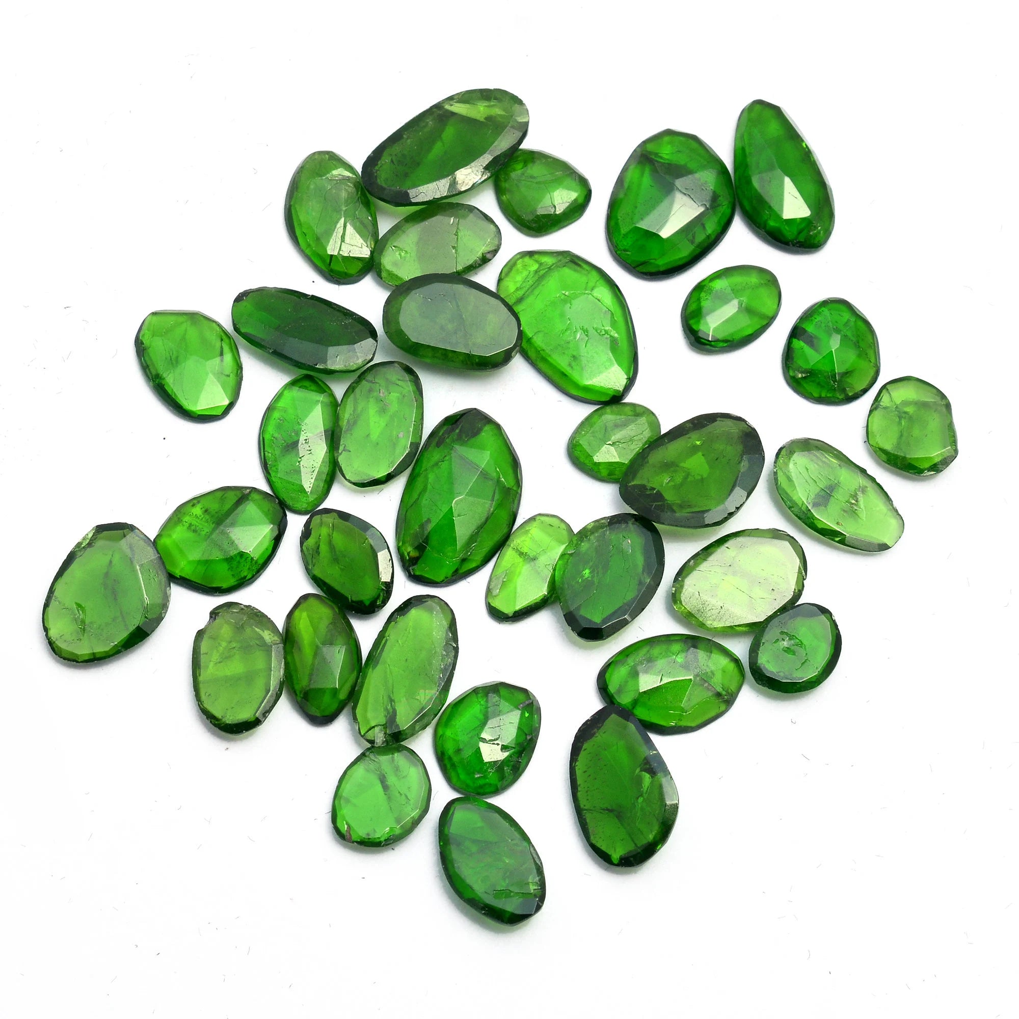 AAA Quality Green Chrome Diopside Faceted Oval Rosecut, 6 mm To 12 mm, SKU411