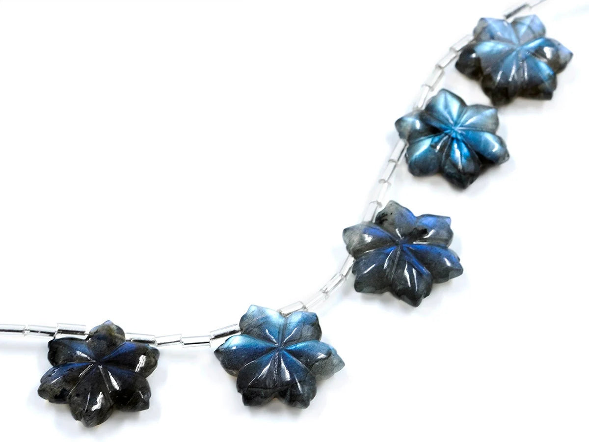 AA Quality Blue Flash Labradorite Flower Carving Gemstone Beads, 17.5 mm, Labradorite Handmade Gift For Women, Gemstone Craving, SKU1591