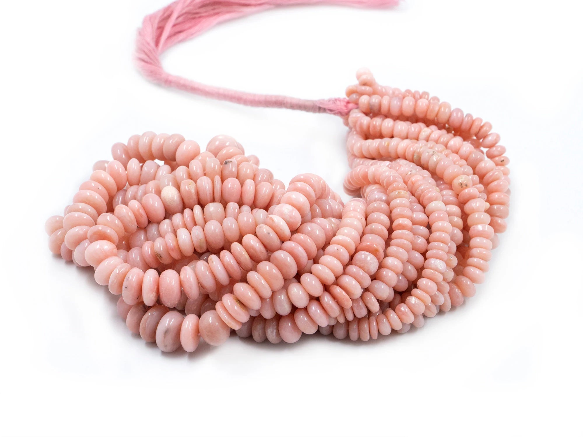 AA Quality Pink Opal Smooth Rondelle Beads, 4 To 11 mm Opal Beads, Opal Rondelle Beads, Opal Handmade Making Beads, 18" Strand (SKU1576)