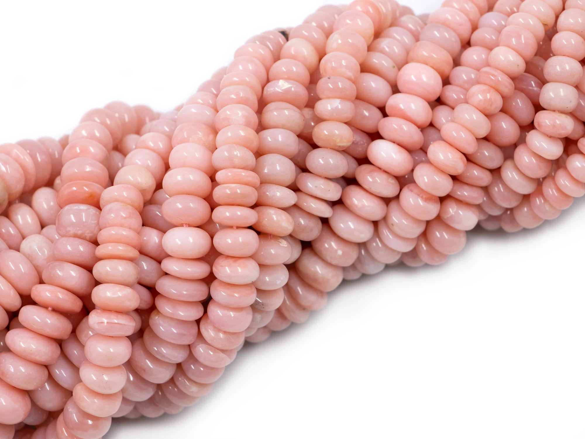 AA Quality Pink Opal Smooth Rondelle Beads, 4 To 11 mm Opal Beads, Opal Rondelle Beads, Opal Handmade Making Beads, 18" Strand (SKU1576)