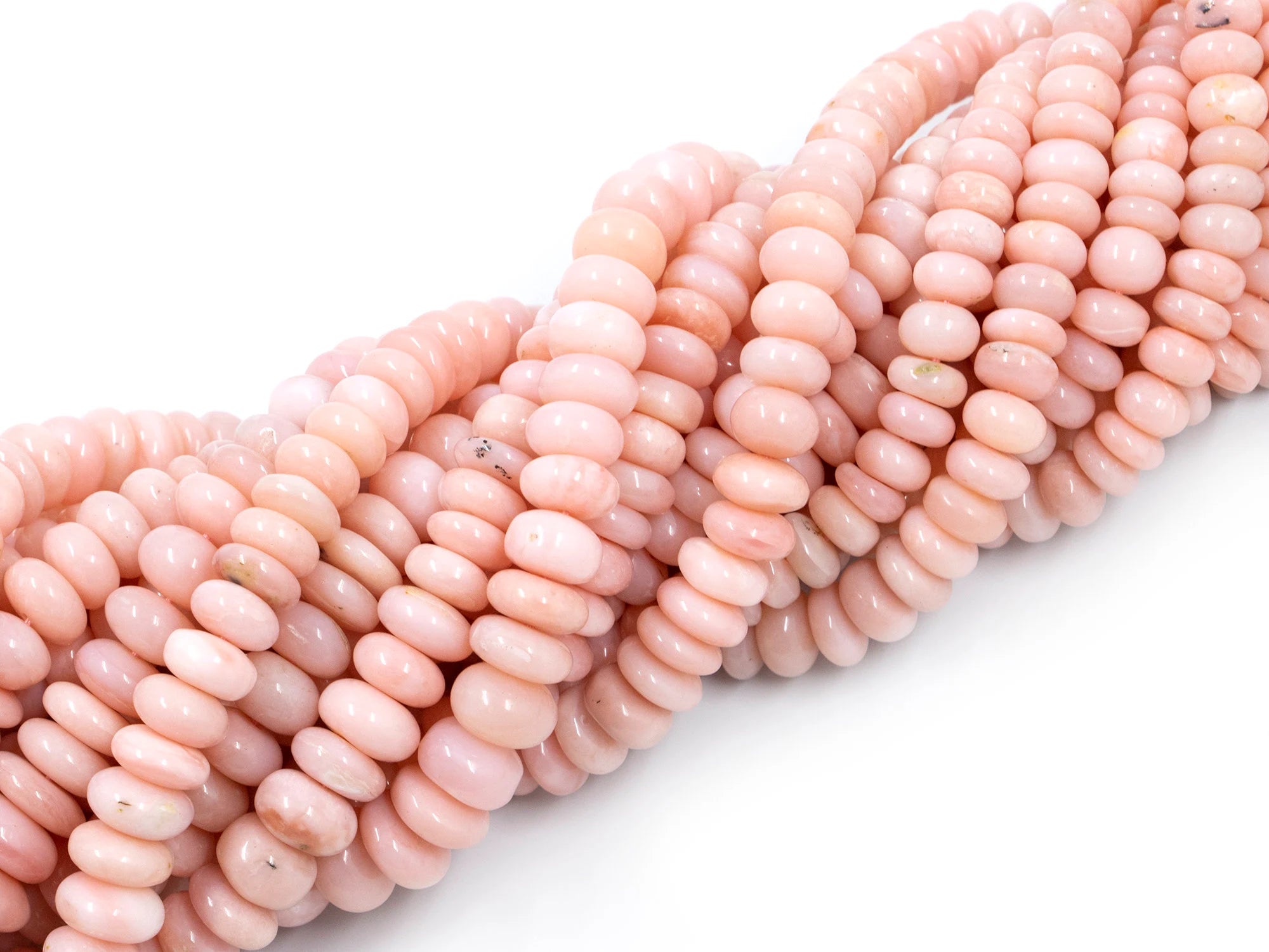 Natural Pink Opal Smooth Rondelle Beads, 7 mm To 10 mm, Pink Opal Beads, Pink Opal Jewelry Making Gemstone Beads,18 Inches Strand