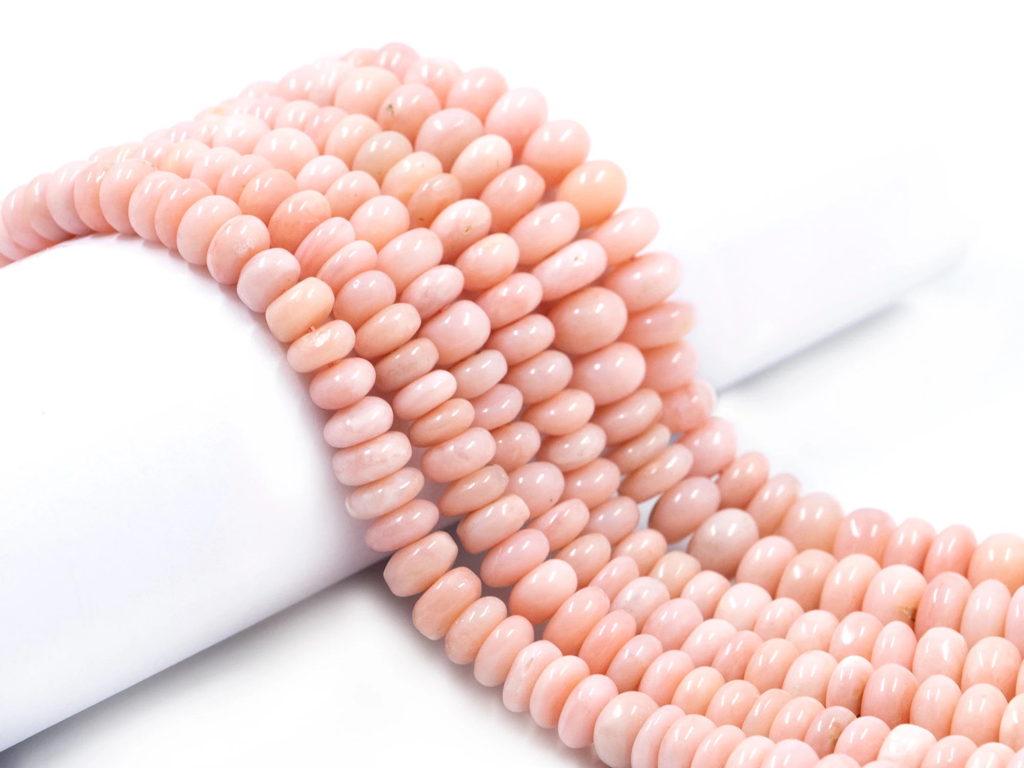 Natural Pink Opal Smooth Rondelle Beads, 7 mm To 10 mm, Pink Opal Beads, Pink Opal Jewelry Making Gemstone Beads,18 Inches Strand