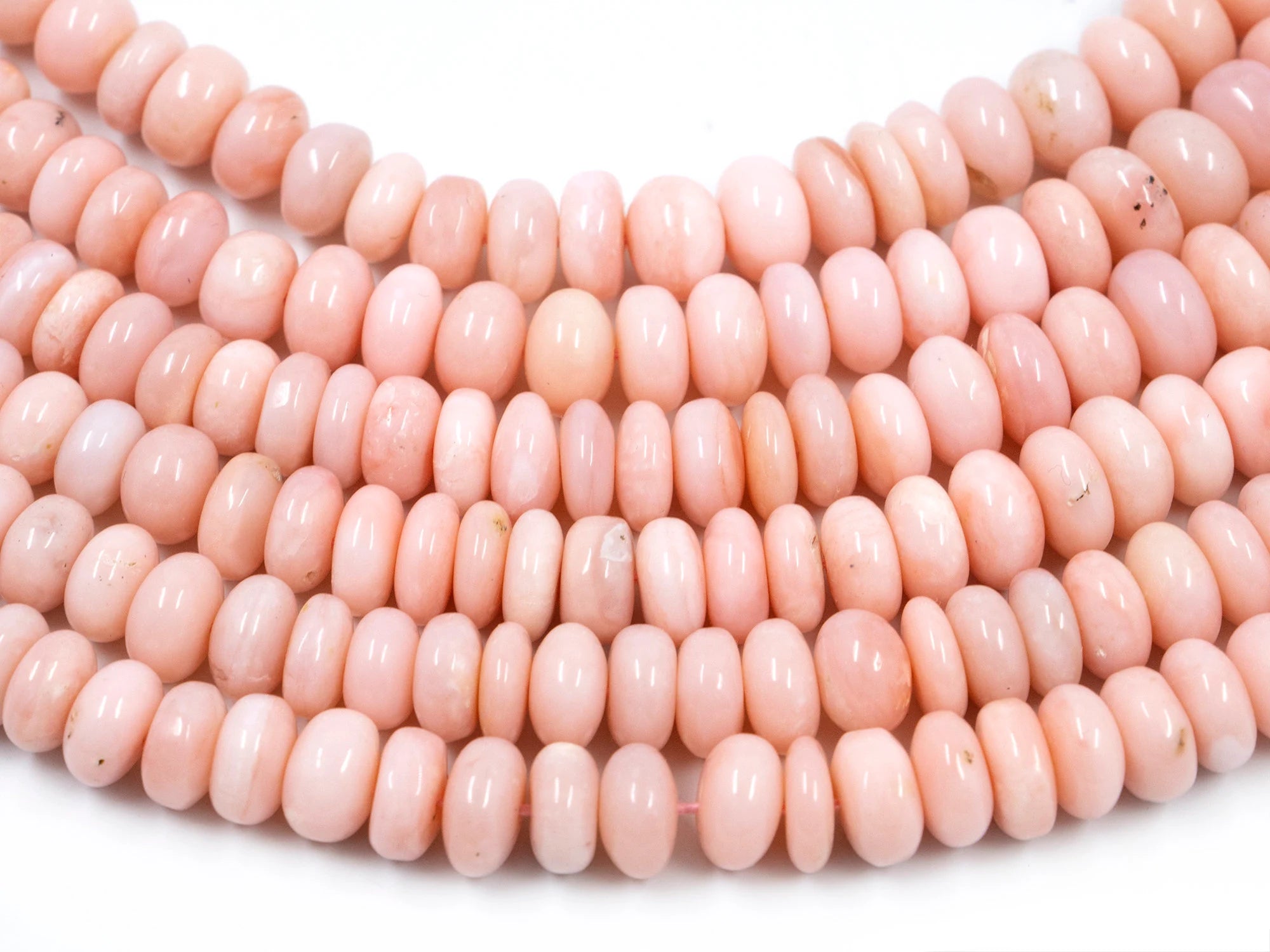 Natural Pink Opal Smooth Rondelle Beads, 7 mm To 10 mm, Pink Opal Beads, Pink Opal Jewelry Making Gemstone Beads,18 Inches Strand