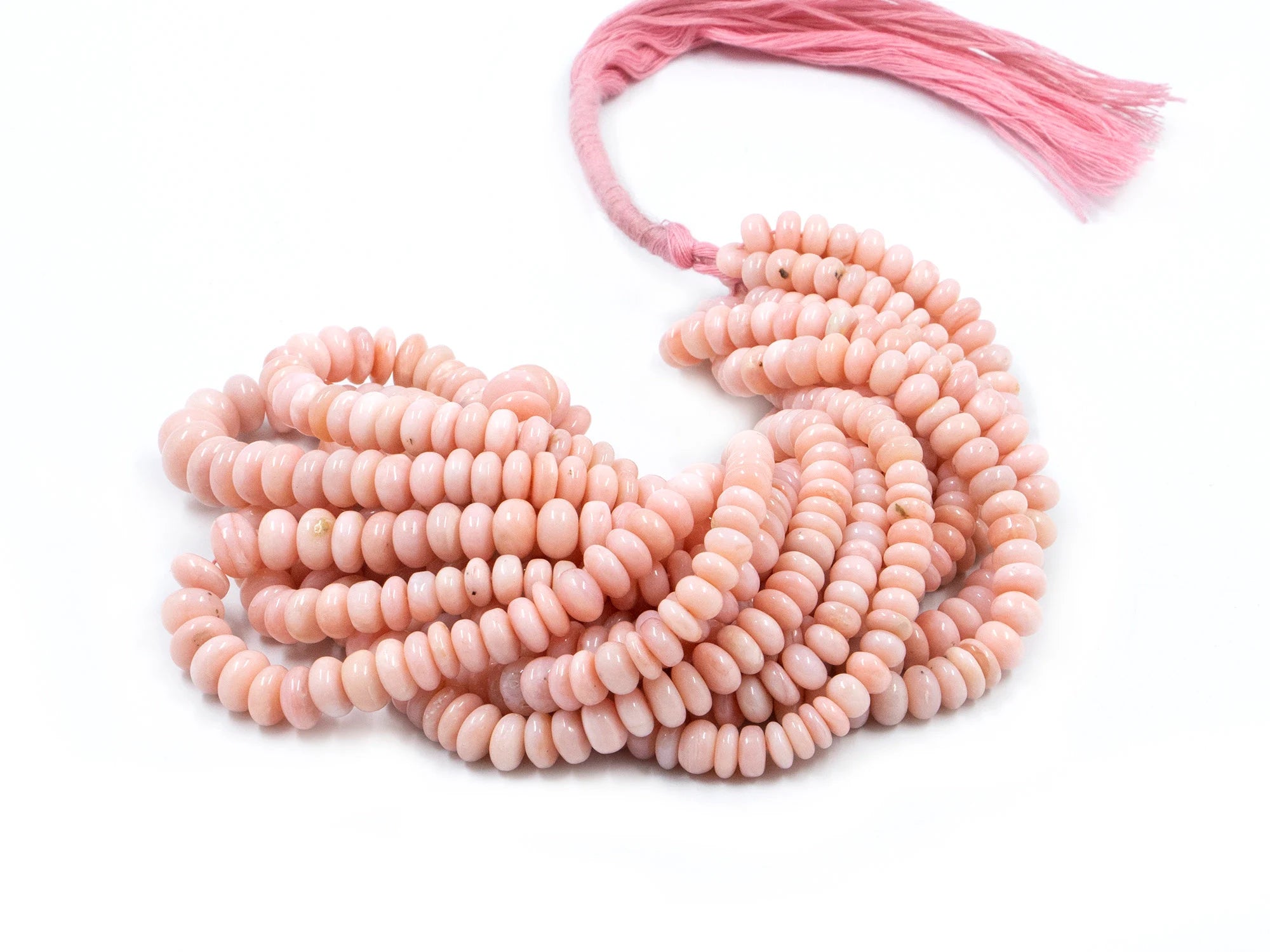 Natural Pink Opal Smooth Rondelle Beads, 7 mm To 10 mm, Pink Opal Beads, Pink Opal Jewelry Making Gemstone Beads,18 Inches Strand