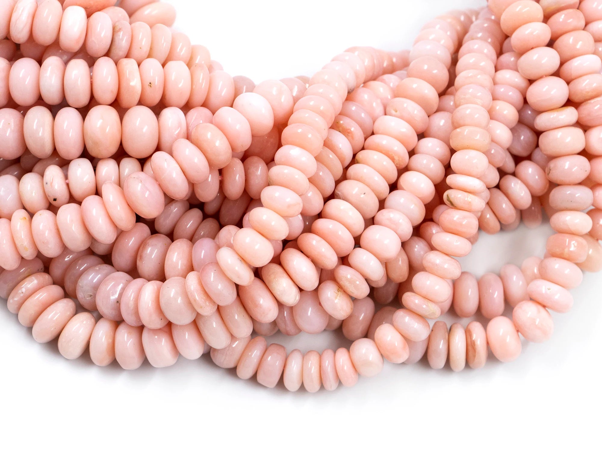 Natural Pink Opal Smooth Rondelle Beads, 7 mm To 10 mm, Pink Opal Beads, Pink Opal Jewelry Making Gemstone Beads,18 Inches Strand