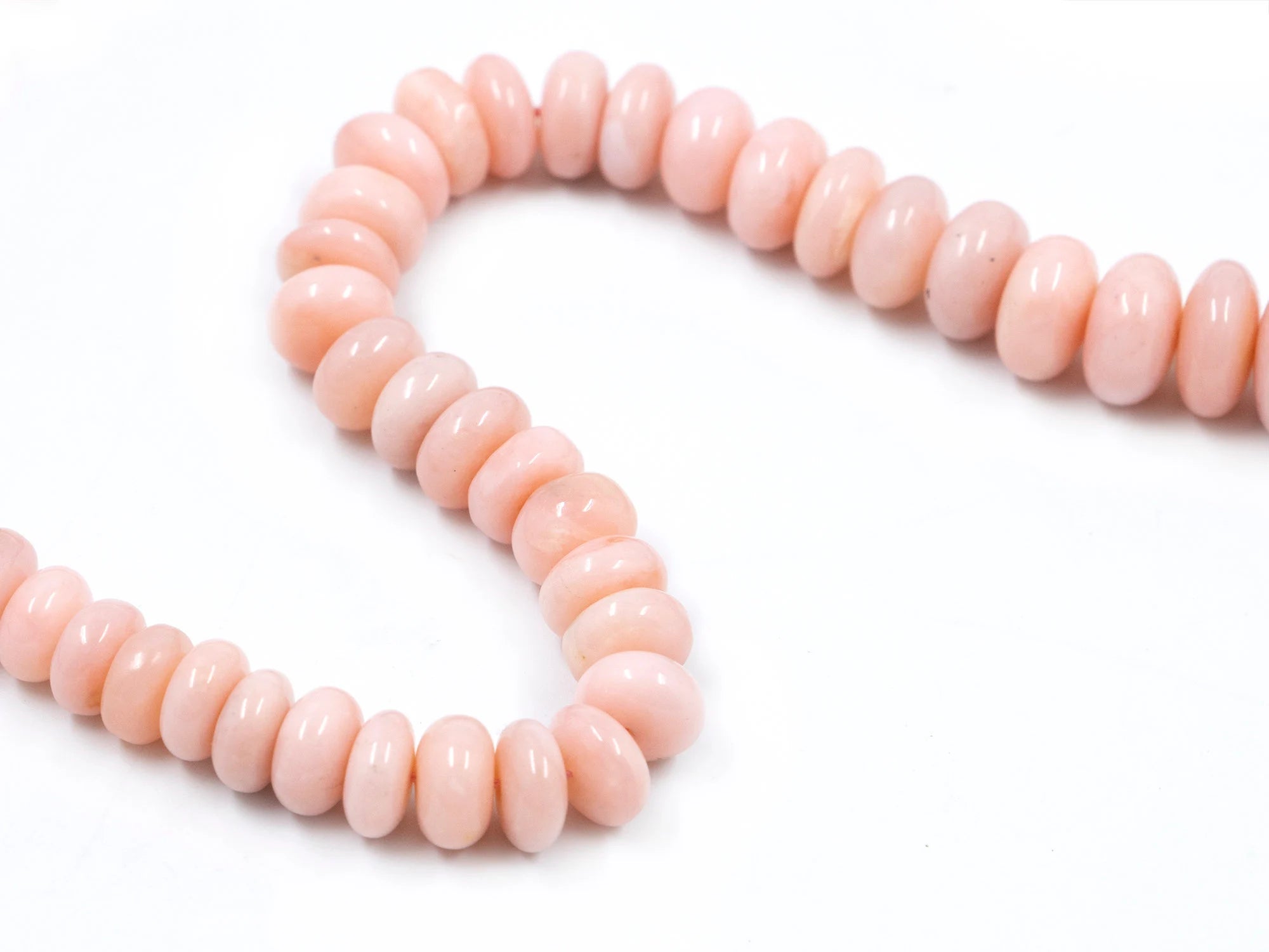 Natural Pink Opal Smooth Rondelle Beads, 7 mm To 10 mm, Pink Opal Beads, Pink Opal Jewelry Making Gemstone Beads,18 Inches Strand