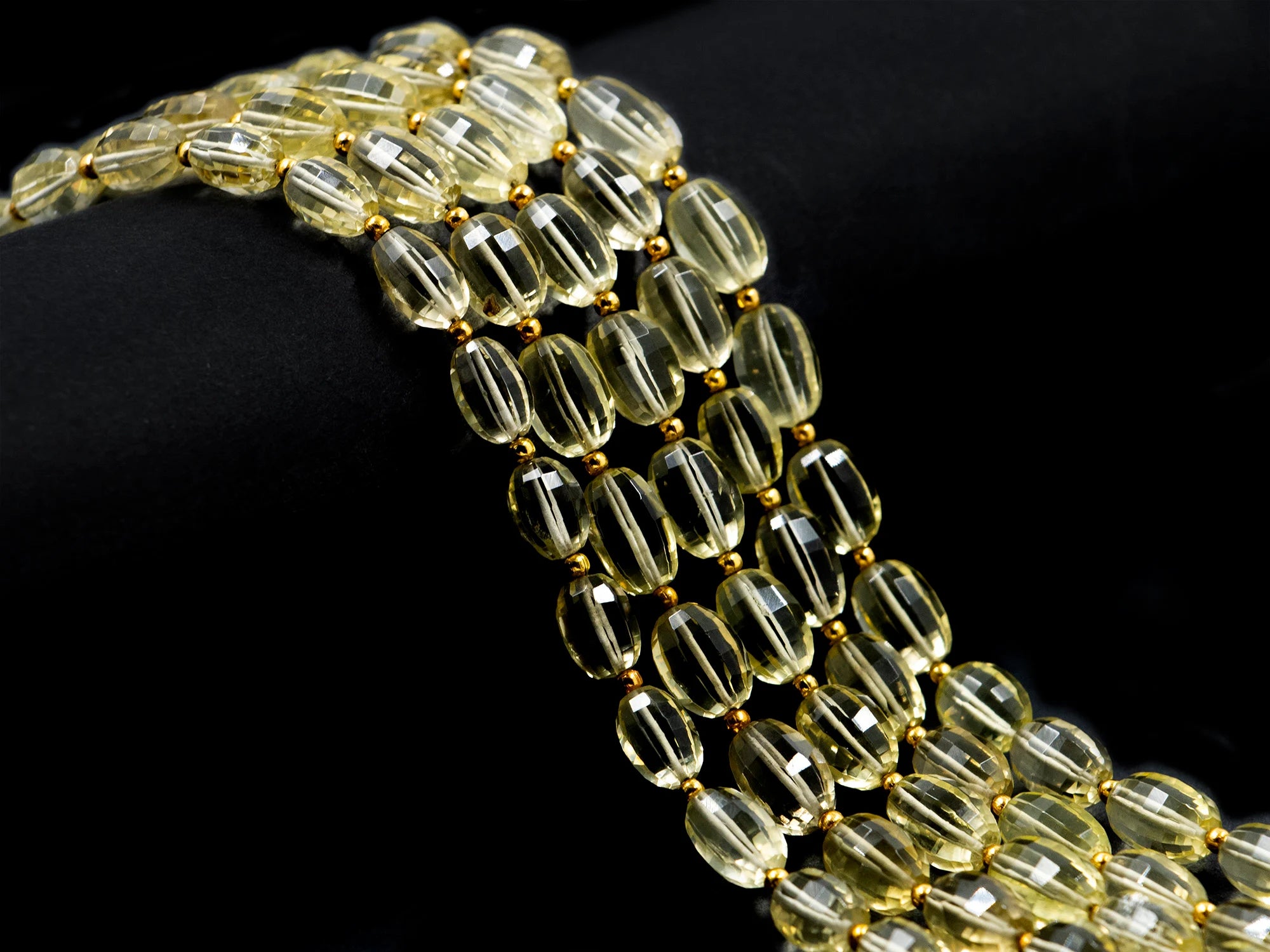 Natural Lemon Quartz Faceted Oval Beads, 9 Inch Strand, Dainty Quartz Gemstone Beads, (SKU1558)