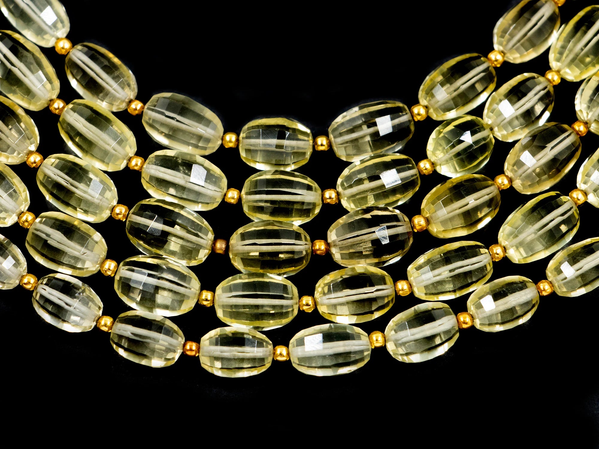 Natural Lemon Quartz Faceted Oval Beads, 9 Inch Strand, Dainty Quartz Gemstone Beads, (SKU1558)