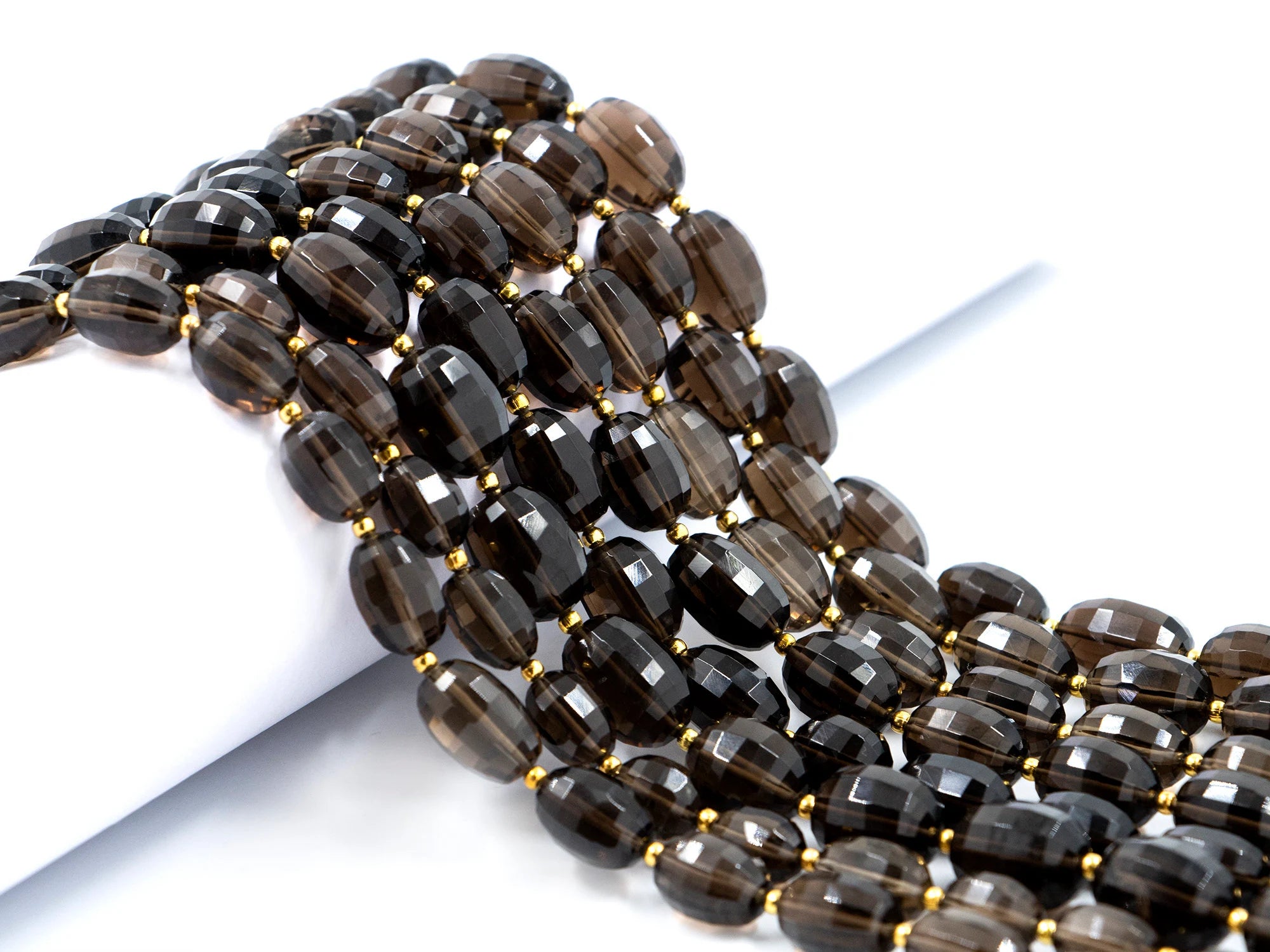 Smoky Quartz Faceted Oval Beads, Smoky Quartz Oval, Quartz Oval Handmade Jewelry Making Gemstone Beads, 9 Inch Strand, SKU 1564