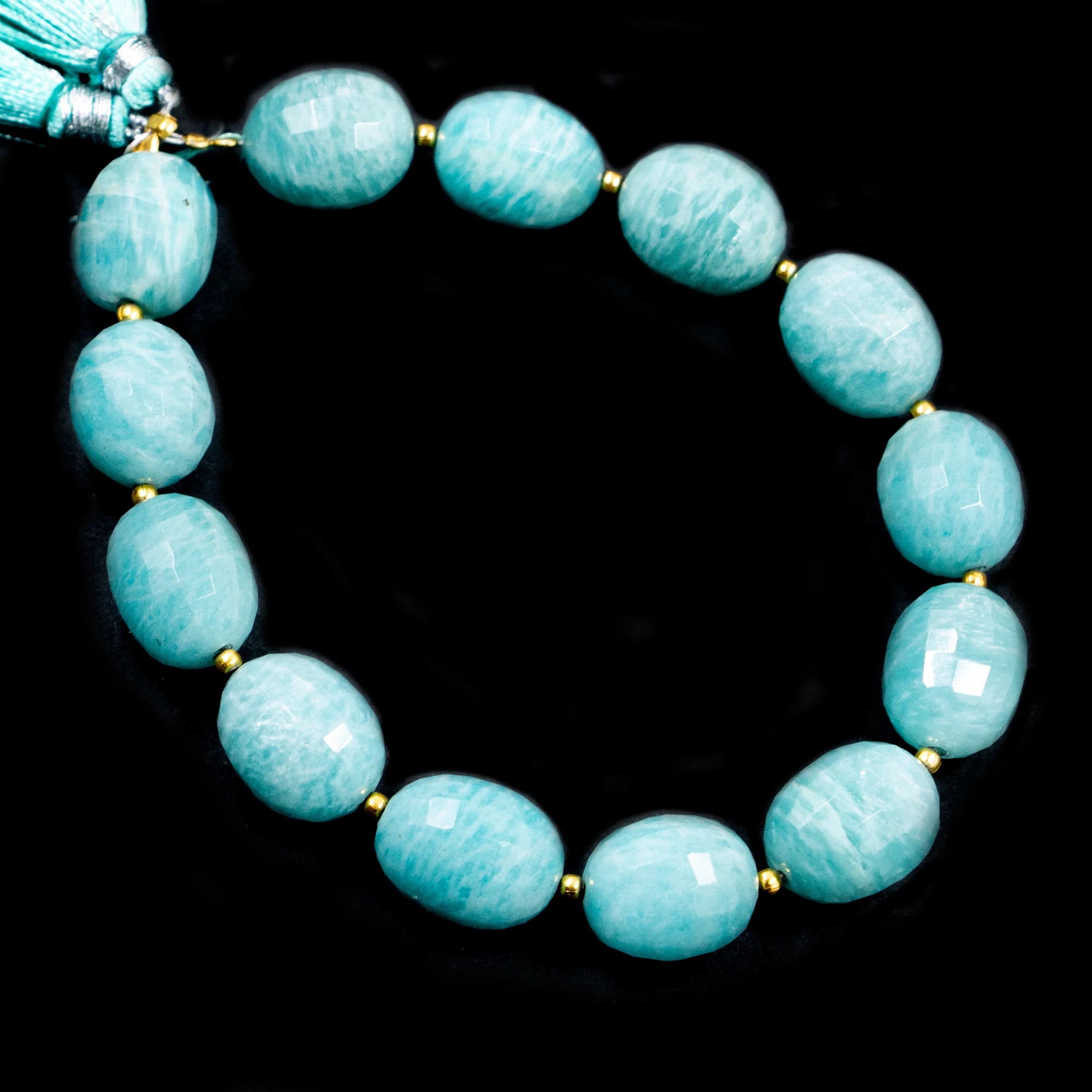AA Quality Amazonite Faceted Oval Beads, Amazonite Handmade Jewelry Making Gemstone Beads, 9" Price Per Strand, Birthstone Beads (SKU1567)