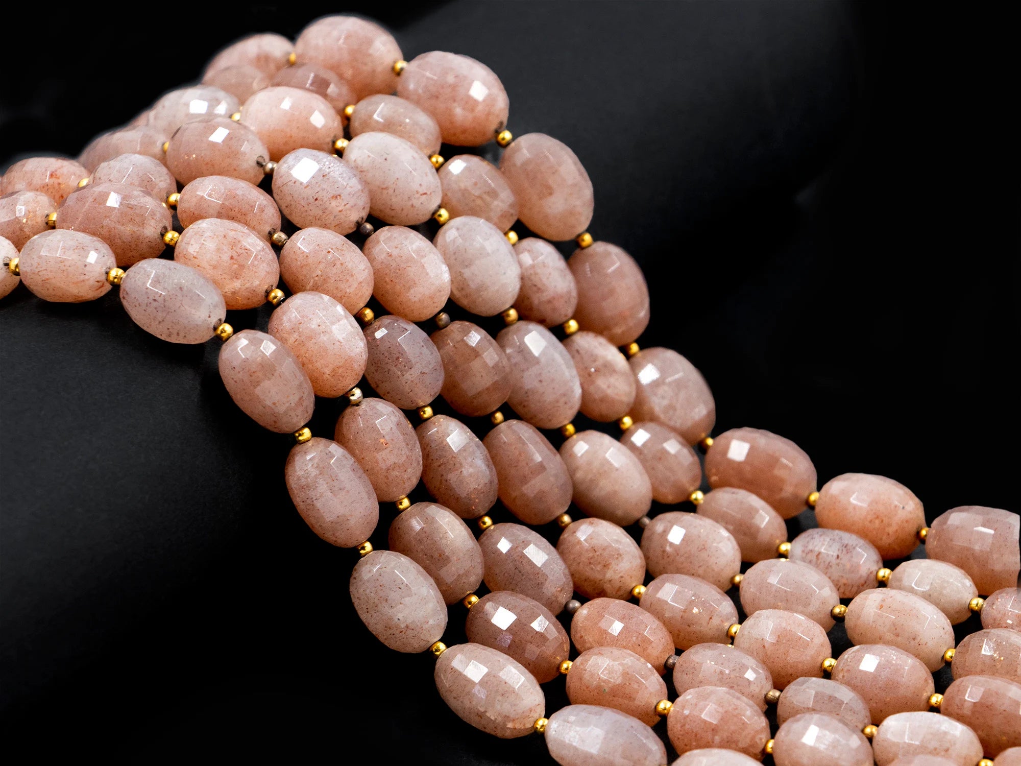 AA Quality Peach Moonstone Faceted Oval Beads, Peach Moonstone Oval, Moonstone Handmade Jewelry Making Beads, 9 Inch Price Strand, SKU 1568