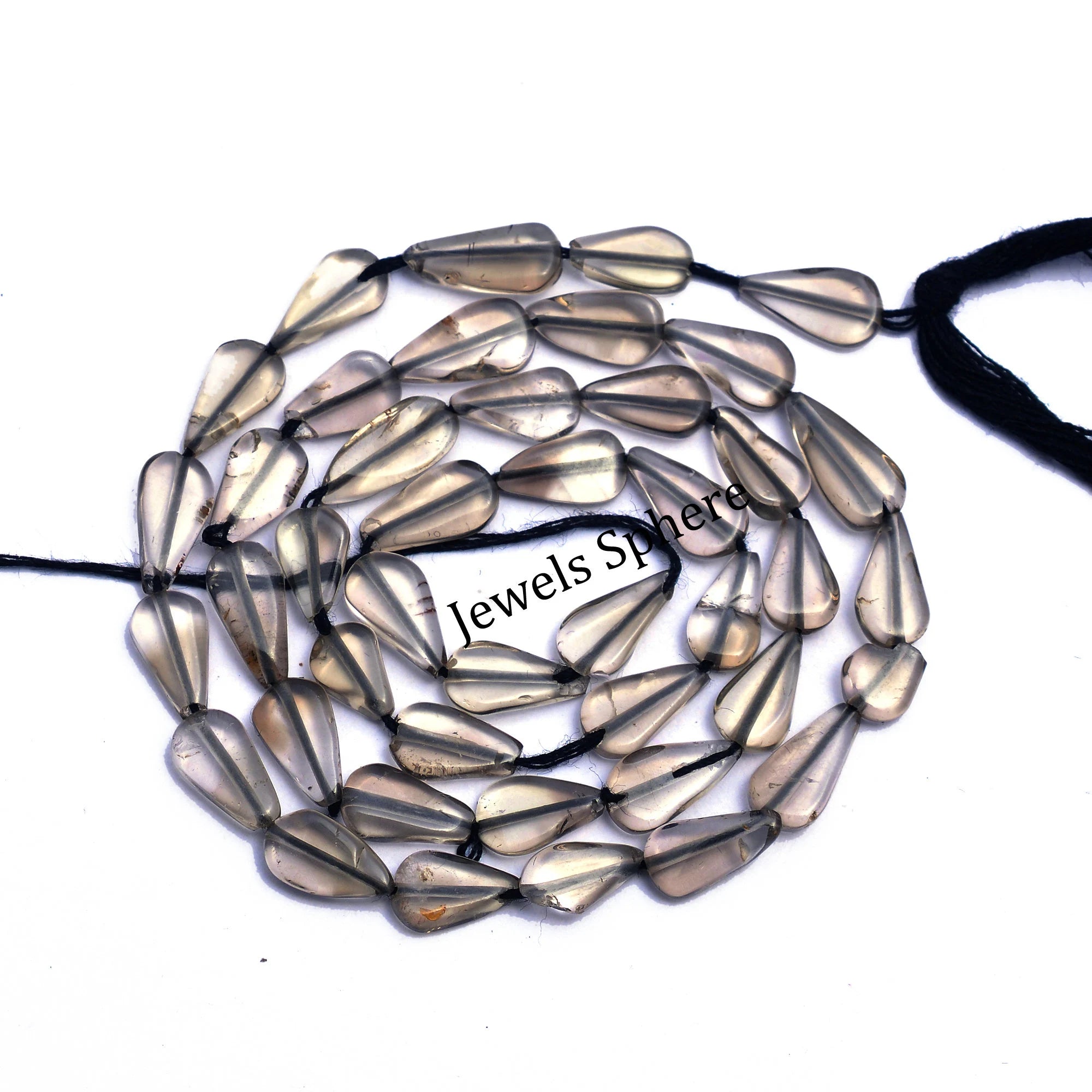 Smoky Quartz Smooth Straight Drill Pear Beads, 6.5 mm To 12.8 mm, SKU423