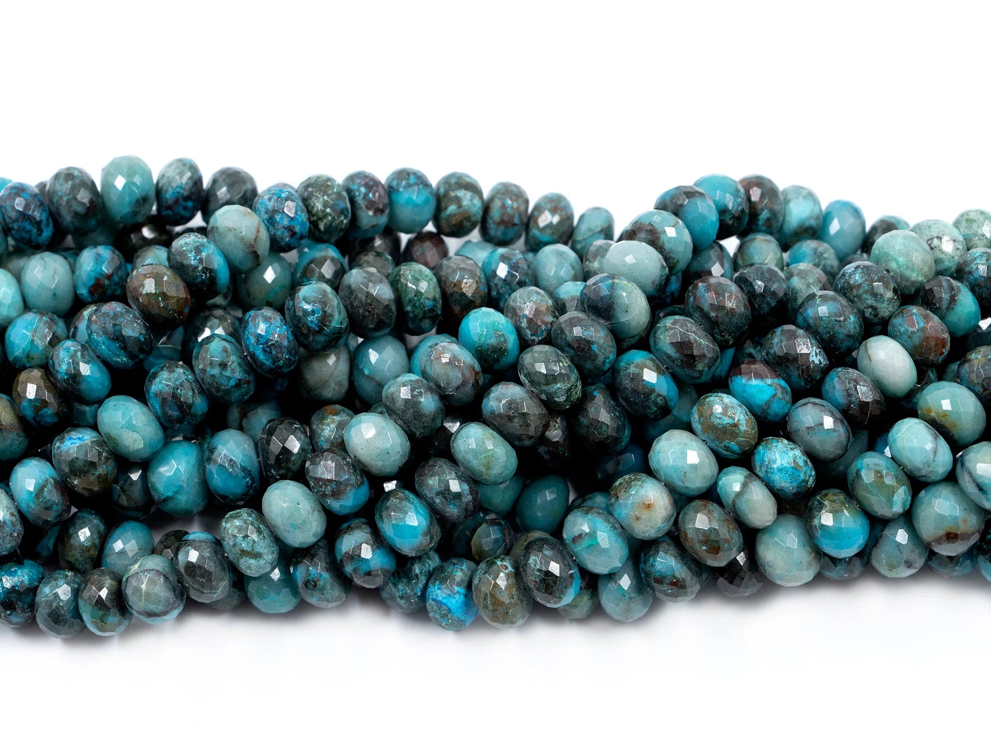 Multi Color Chrysocolla Faceted Rondelle Beads, Unique Chrysocolla Beads, Handmade Wholesale Beads, Jewelry Making Beads, 8"Strand (SKU1583)